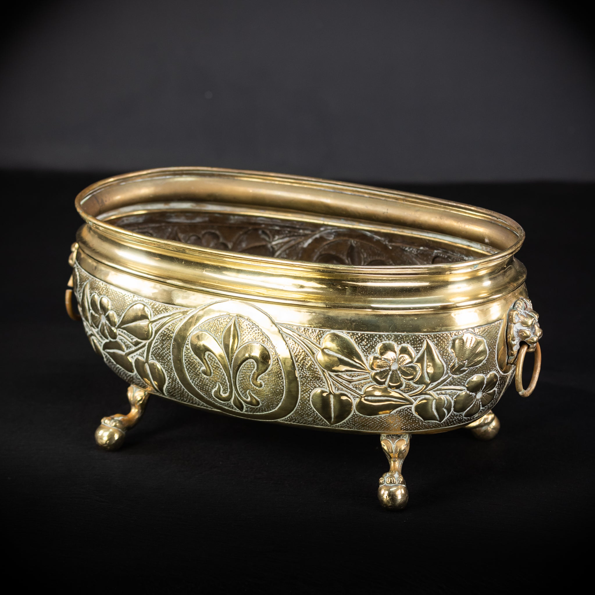 Jardiniere Brass Antique | Baroque 1800s | 16.5” / 42 cm