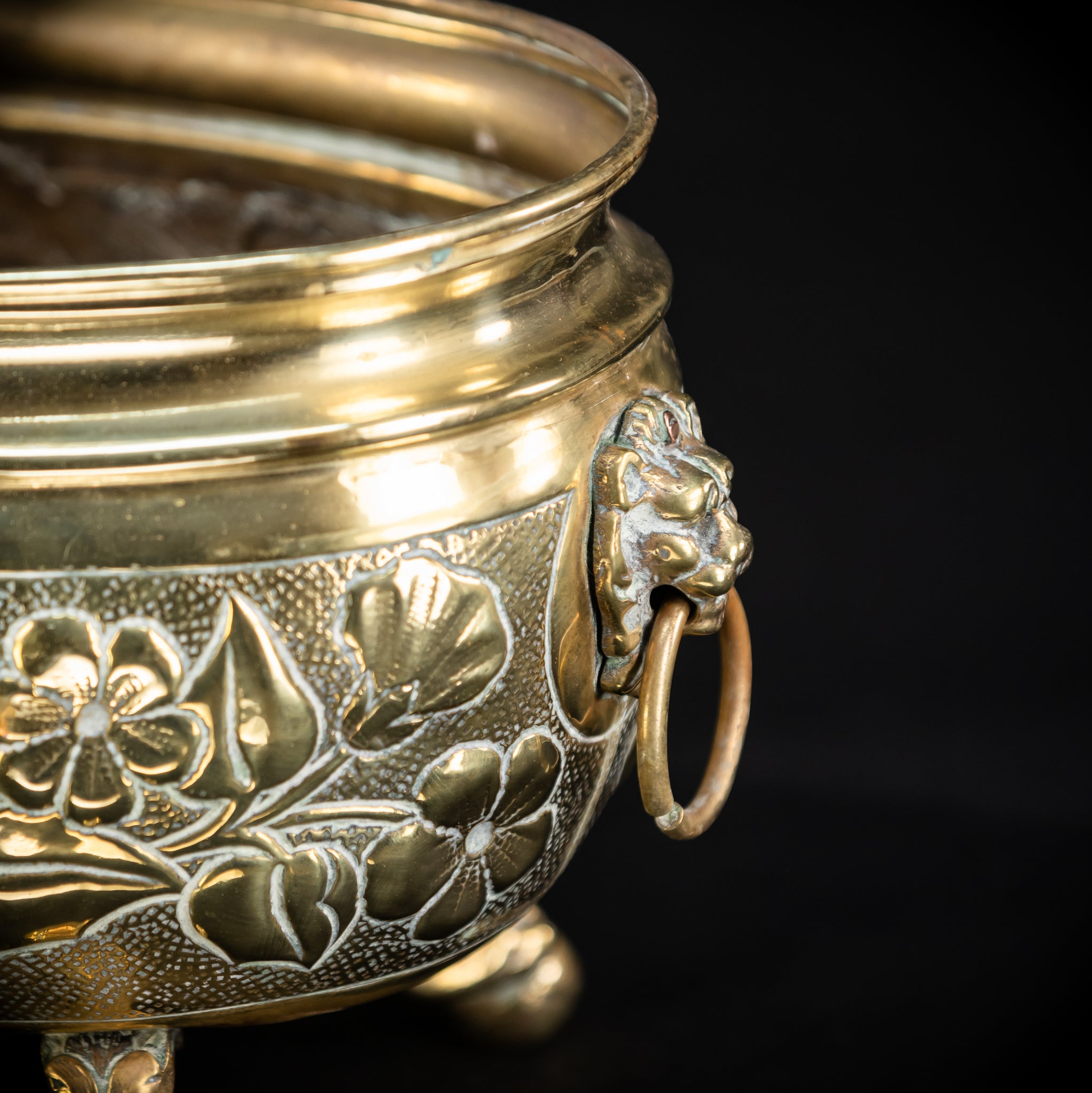 Jardiniere Brass Antique | Baroque 1800s | 16.5” / 42 cm