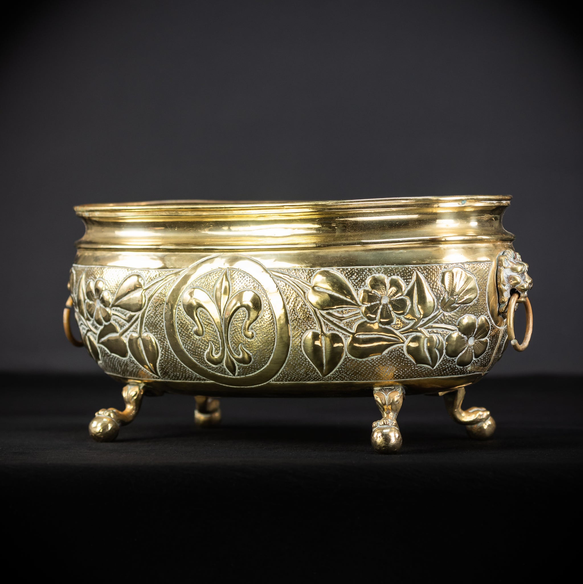 Jardiniere Brass Antique | Baroque 1800s | 16.5” / 42 cm