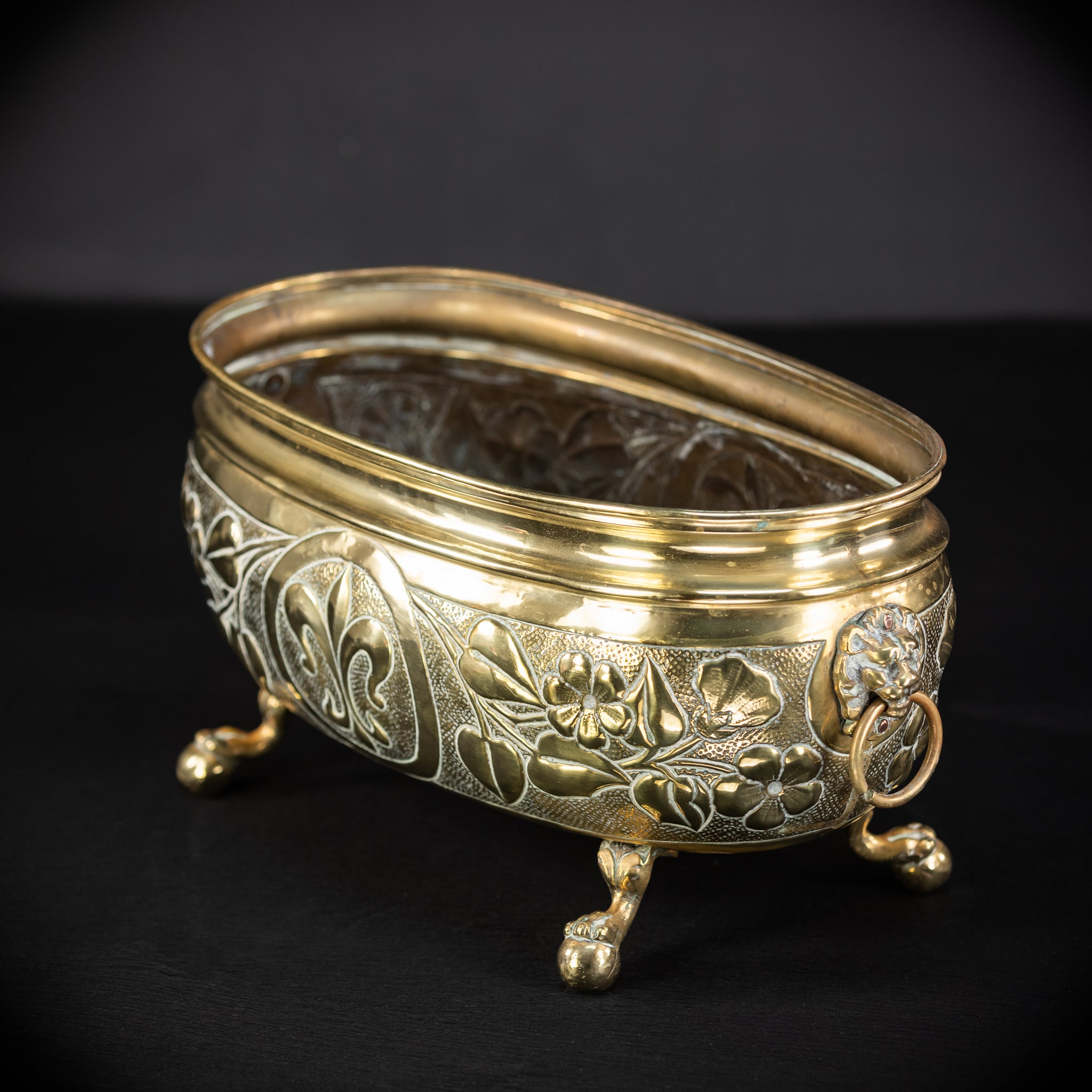 Jardiniere Brass Antique | Baroque 1800s | 16.5” / 42 cm