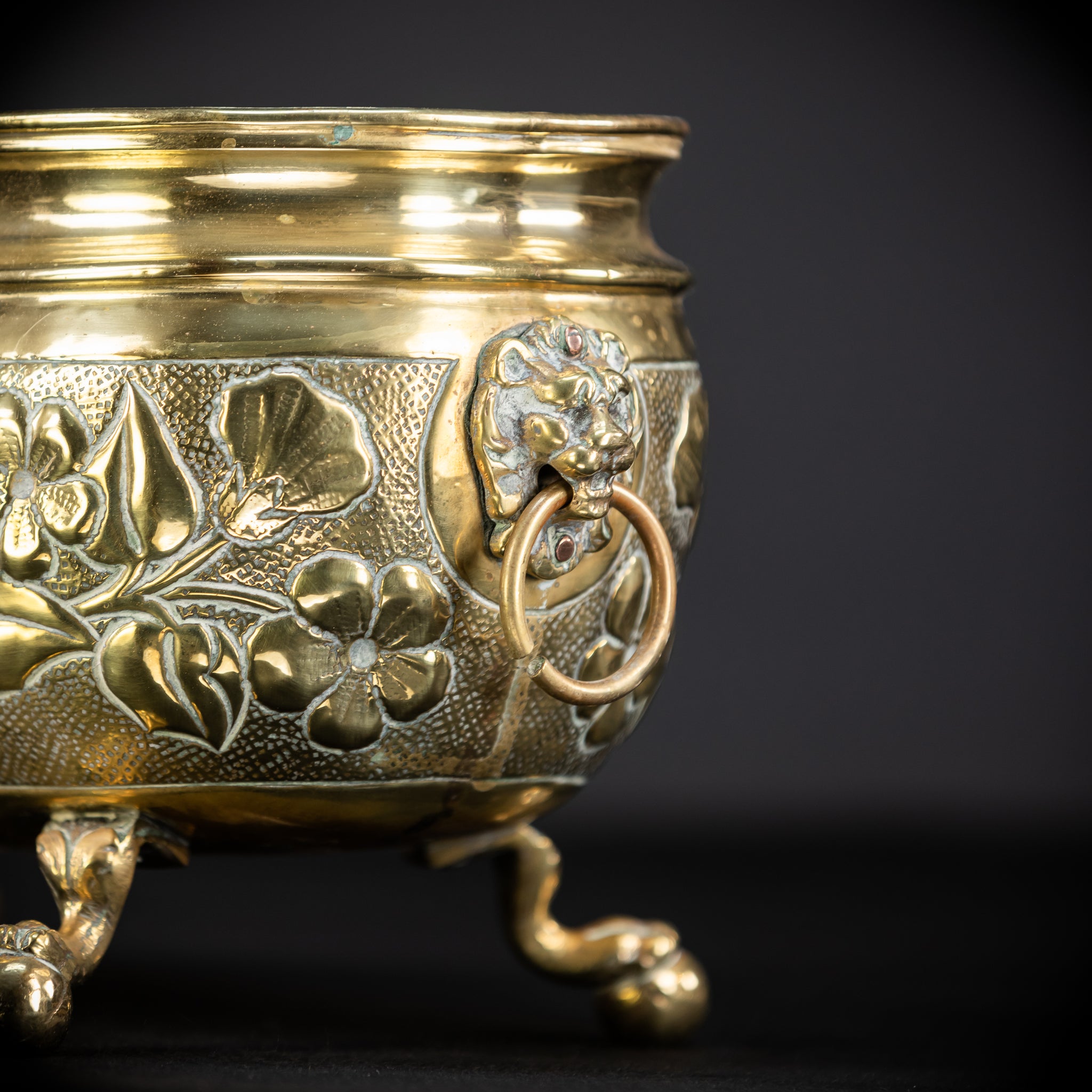 Jardiniere Brass Antique | Baroque 1800s | 16.5” / 42 cm