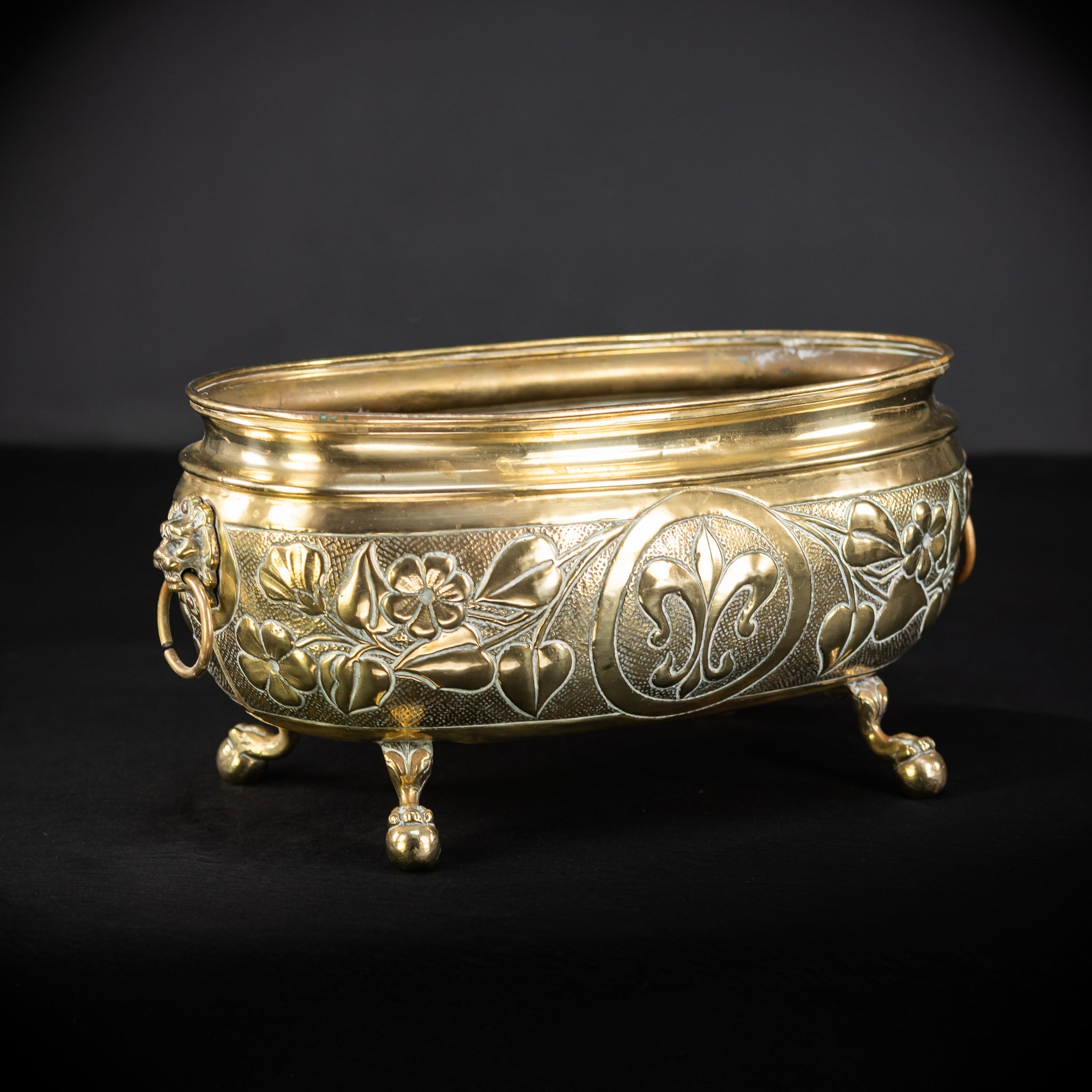 Jardiniere Brass Antique | Baroque 1800s | 16.5” / 42 cm