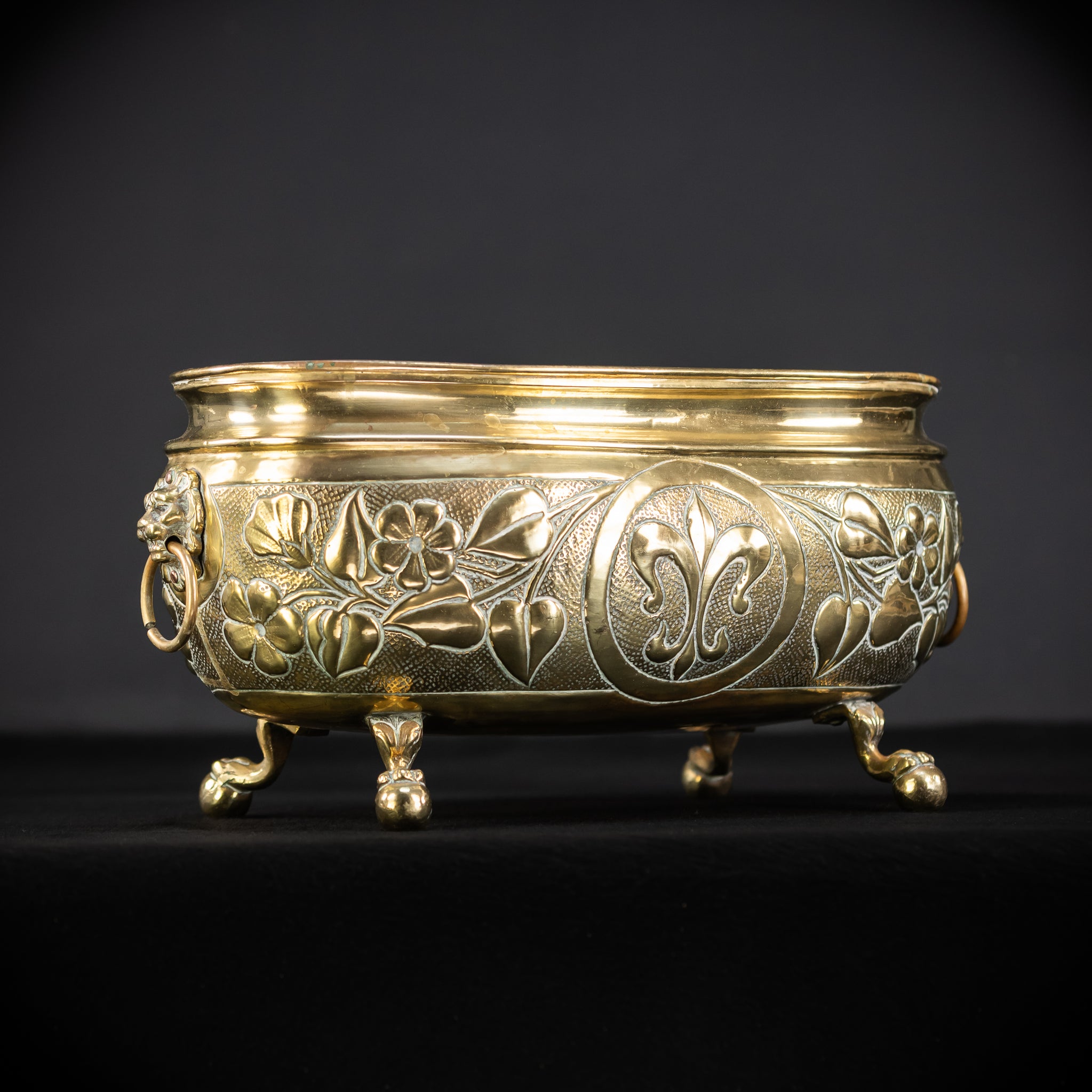 Jardiniere Brass Antique | Baroque 1800s | 16.5” / 42 cm