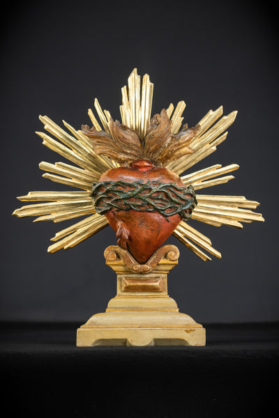 Sacred Heart of Jesus Wood Carving | 1700s Antique