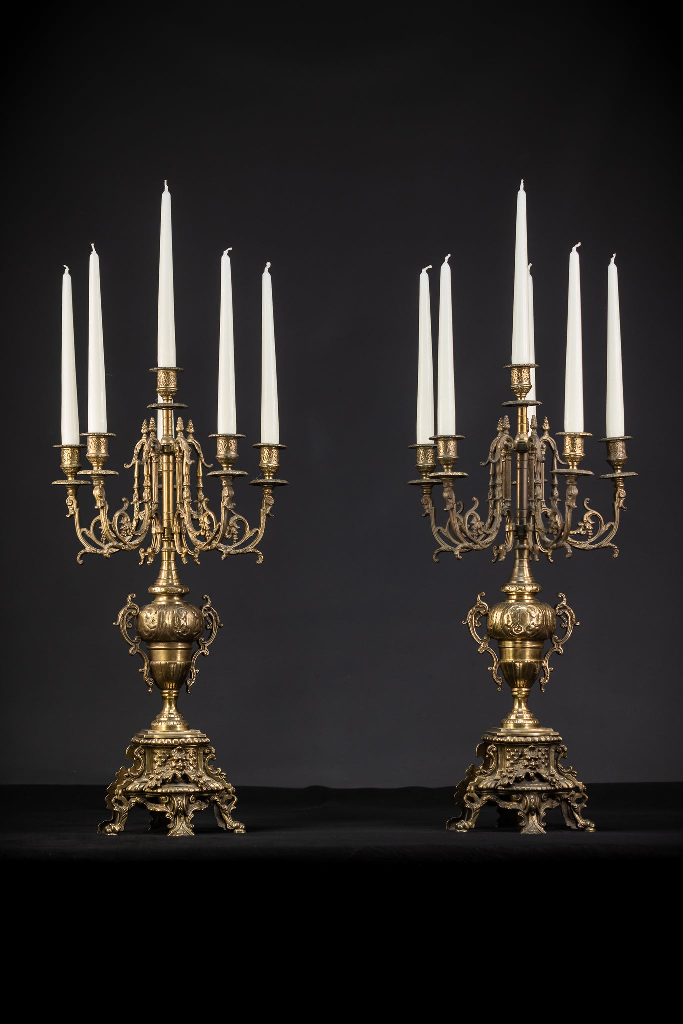 Pair of Baroque Bronze Candelabras | Vintage 24" / 61 cm