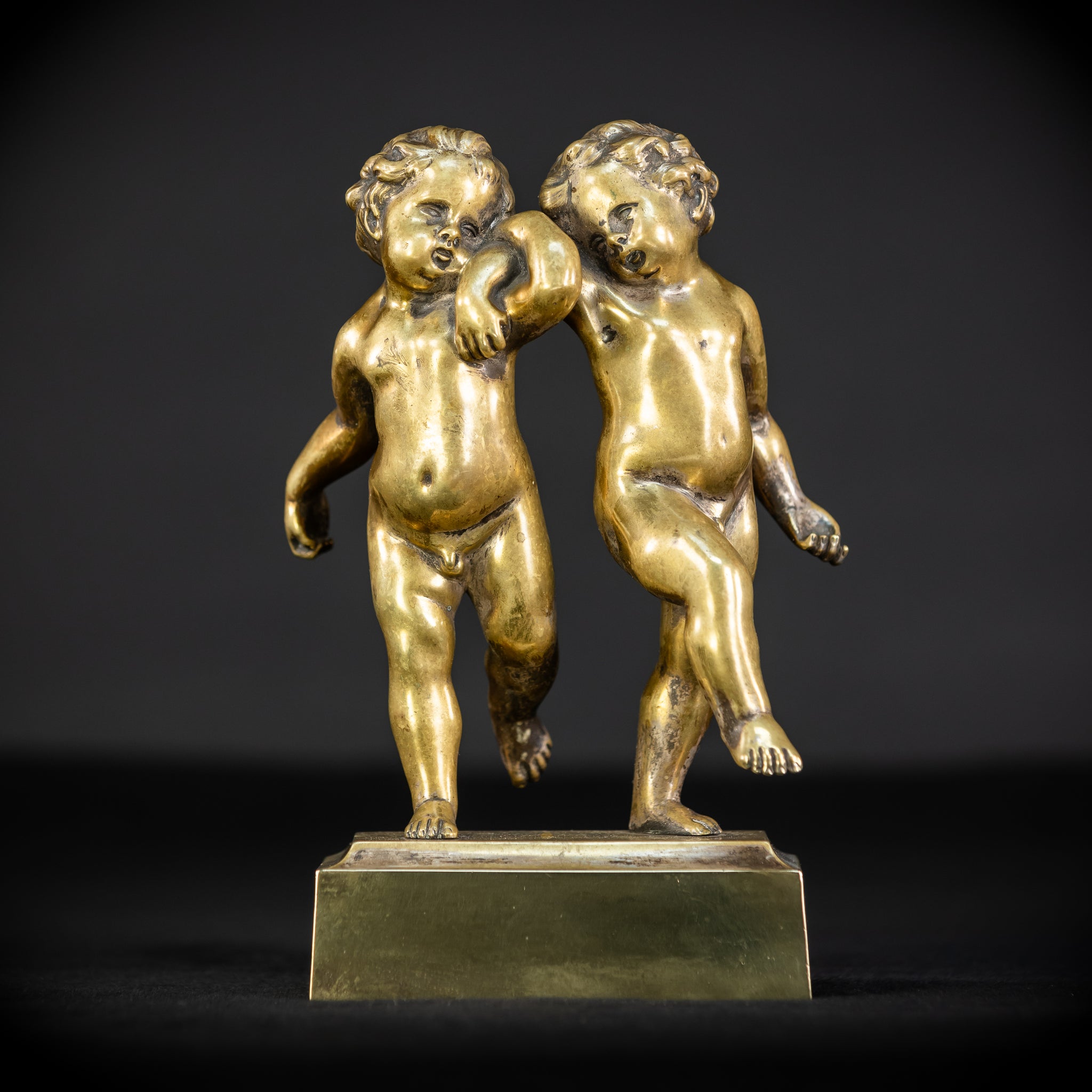 Pair of Cupid Bronze Statue | 1700s Antique | 9.1" / 23 cm