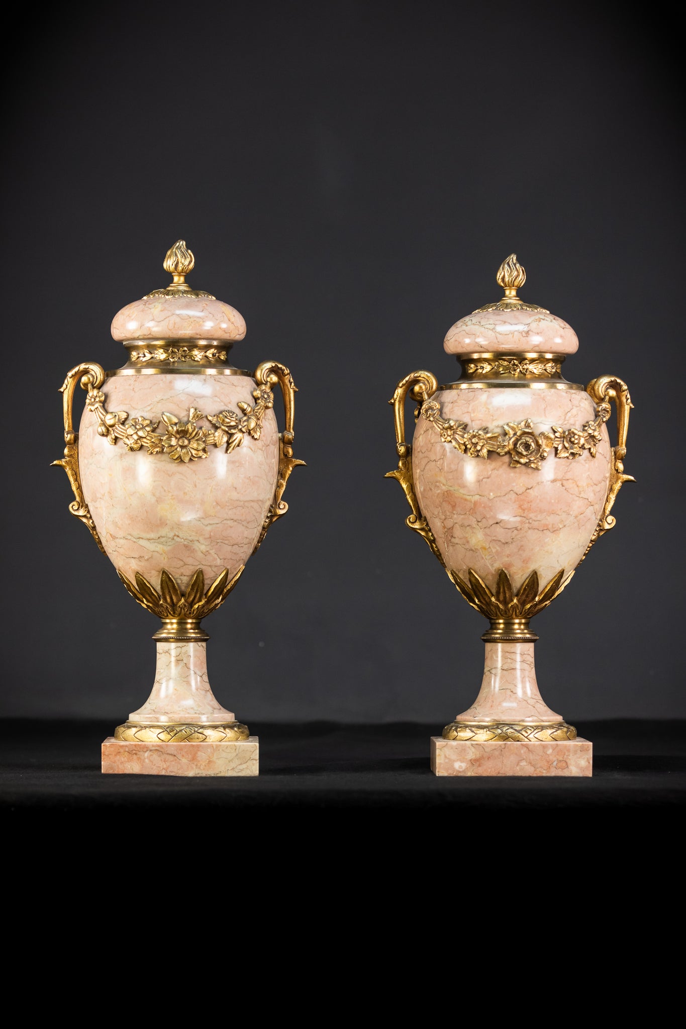 Pair of Urns / Cassolettes Marble and Gilt Bronze | 1800s Antique