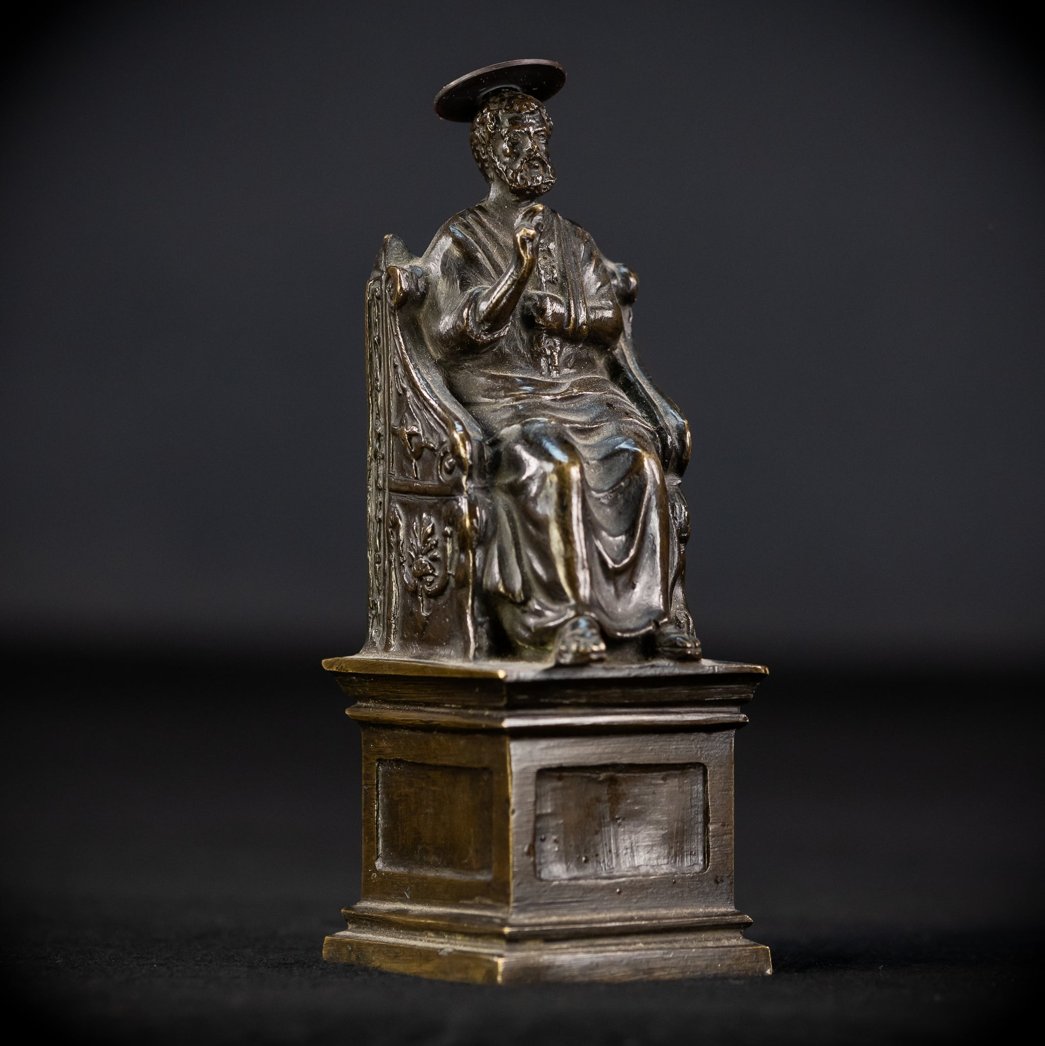 St Peter Bronze Statue | 1800s Antique | 5.5" / 14 cm