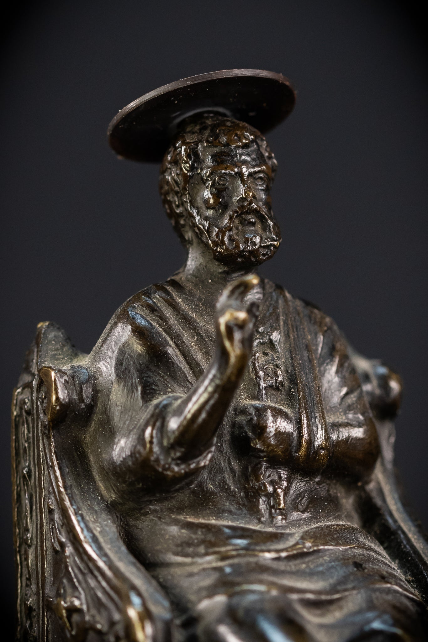 St Peter Bronze Statue | 1800s Antique | 5.5" / 14 cm