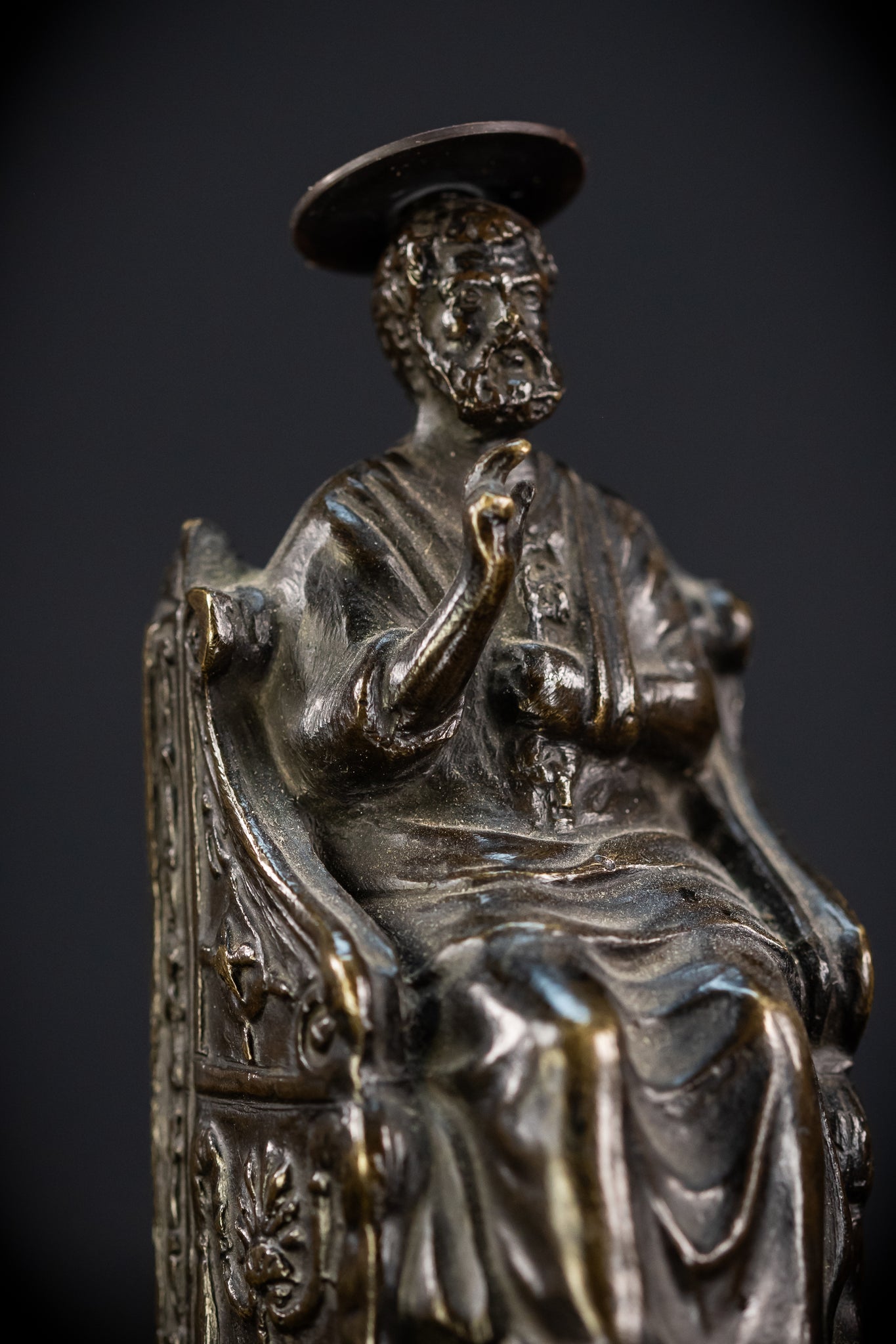 St Peter Bronze Statue | 1800s Antique | 5.5" / 14 cm
