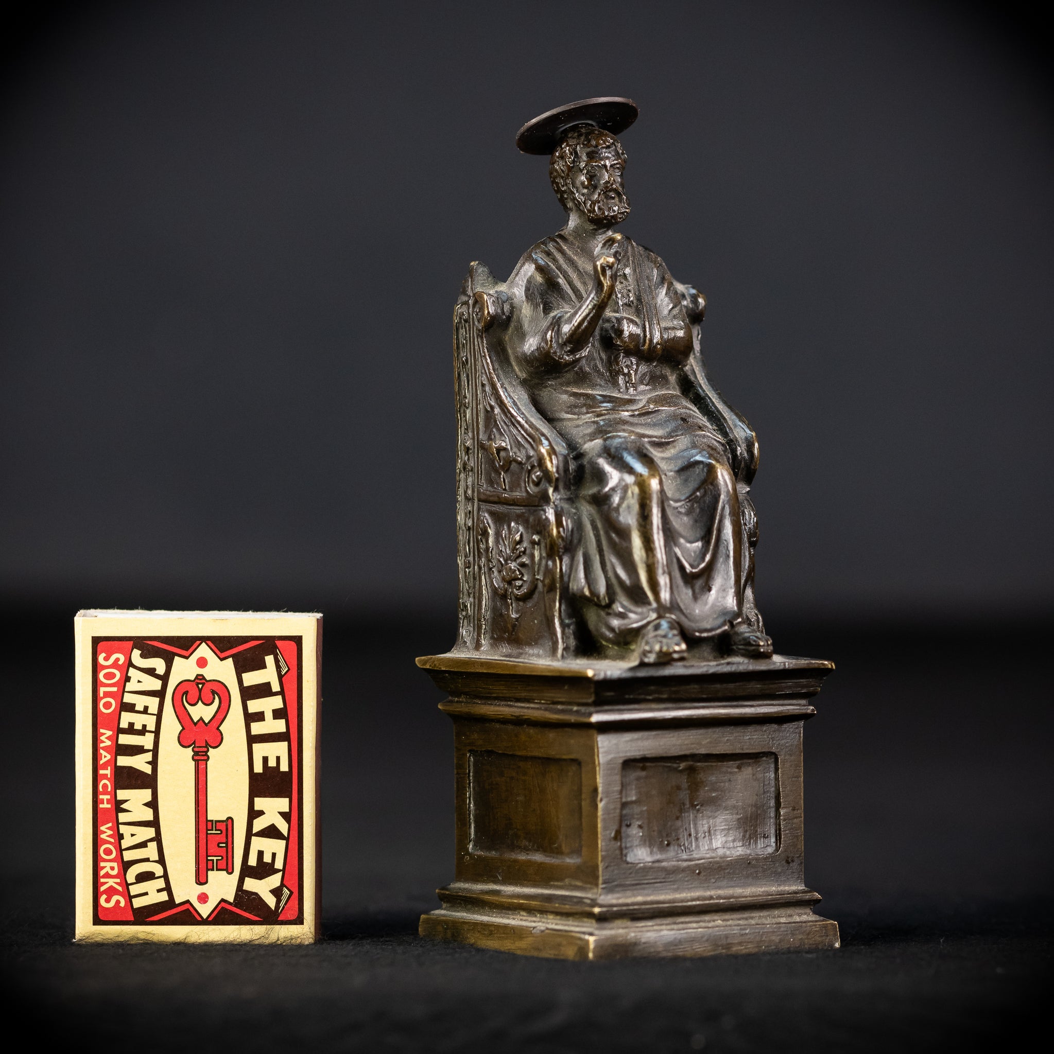 St Peter Bronze Statue | 1800s Antique | 5.5" / 14 cm