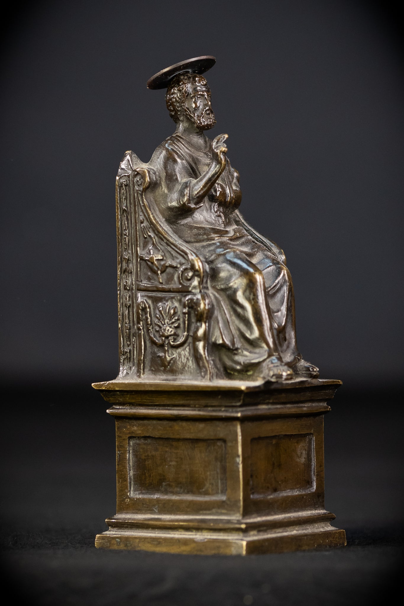 St Peter Bronze Statue | 1800s Antique | 5.5" / 14 cm