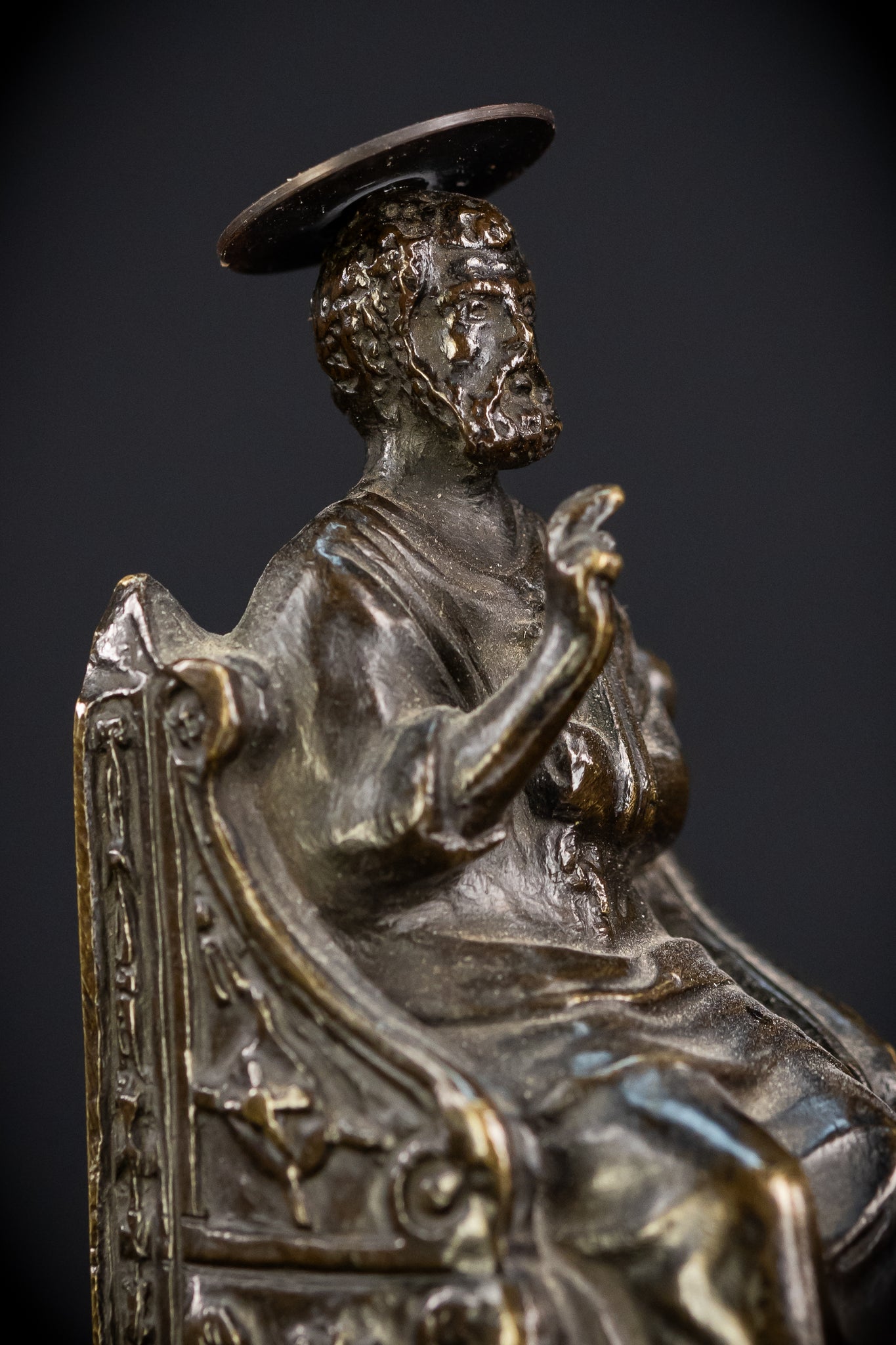 St Peter Bronze Statue | 1800s Antique | 5.5" / 14 cm