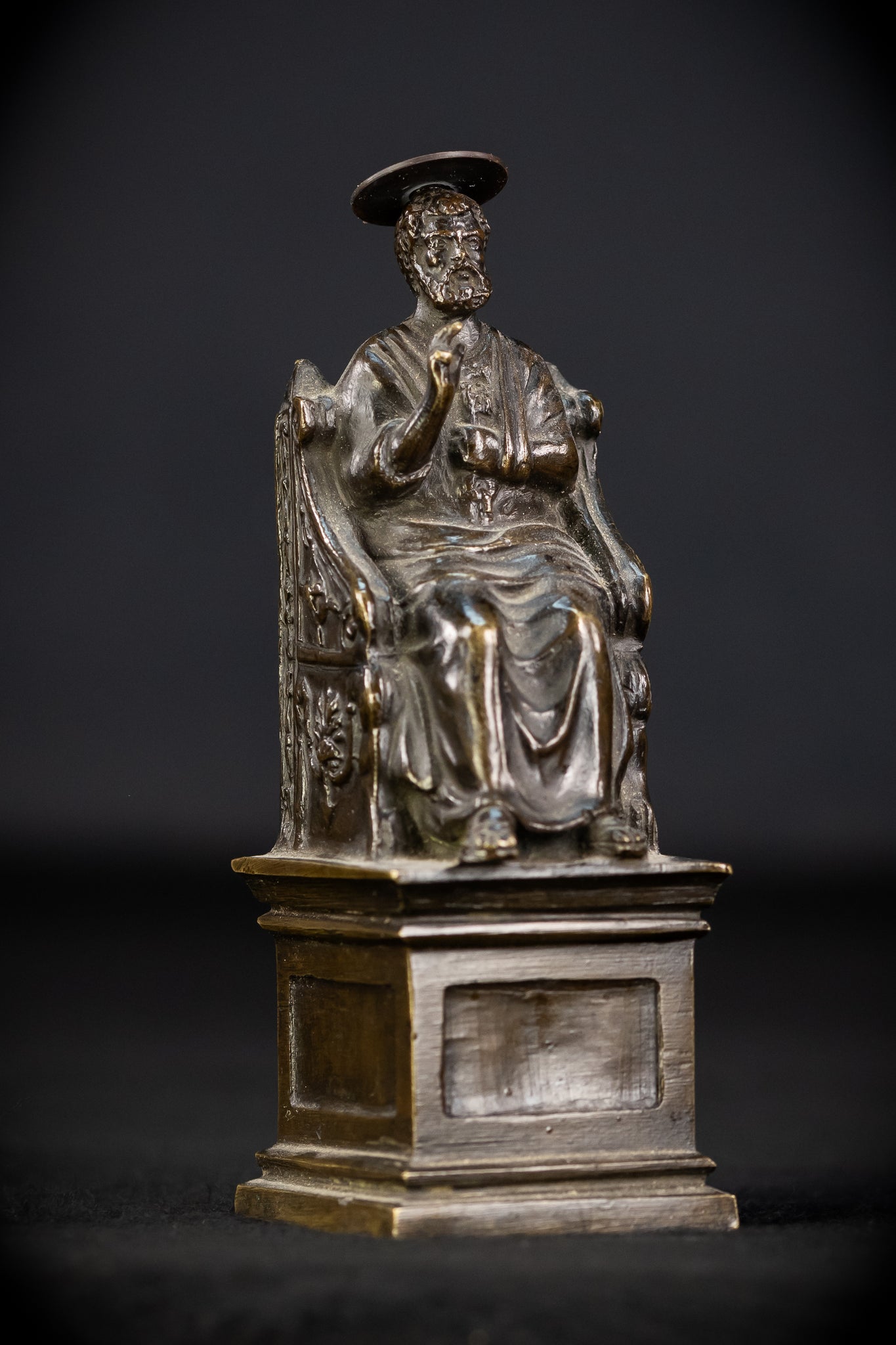 St Peter Bronze Statue | 1800s Antique | 5.5" / 14 cm