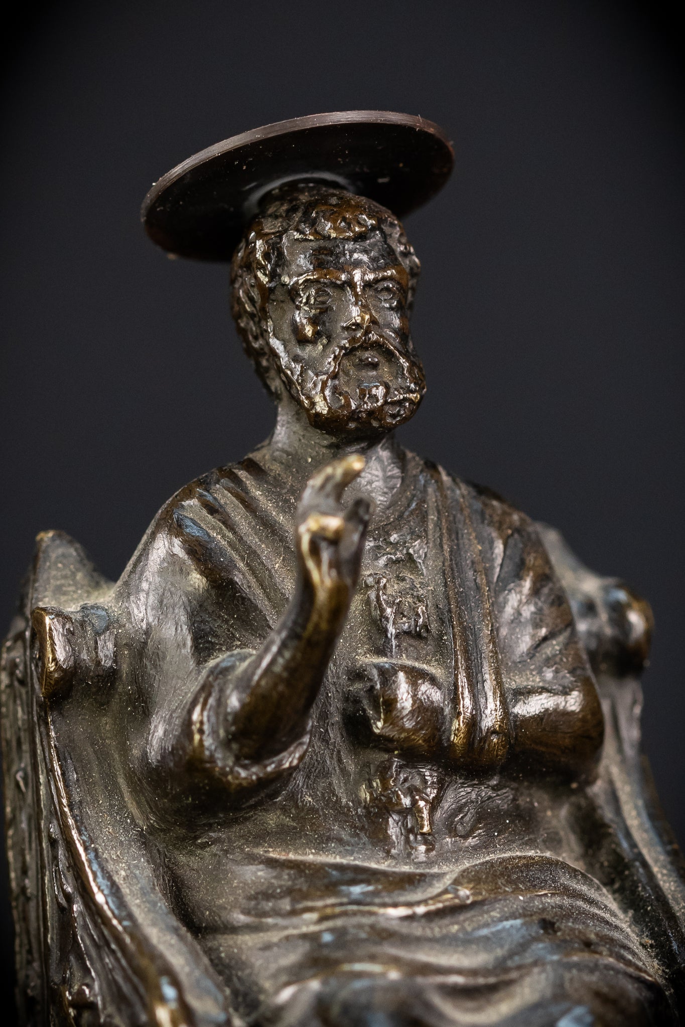 St Peter Bronze Statue | 1800s Antique | 5.5" / 14 cm