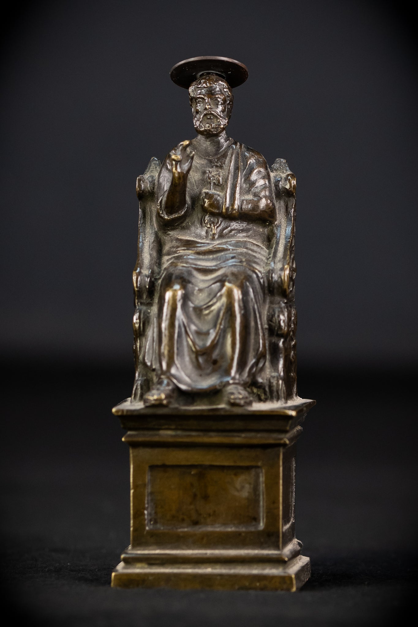 St Peter Bronze Statue | 1800s Antique | 5.5" / 14 cm