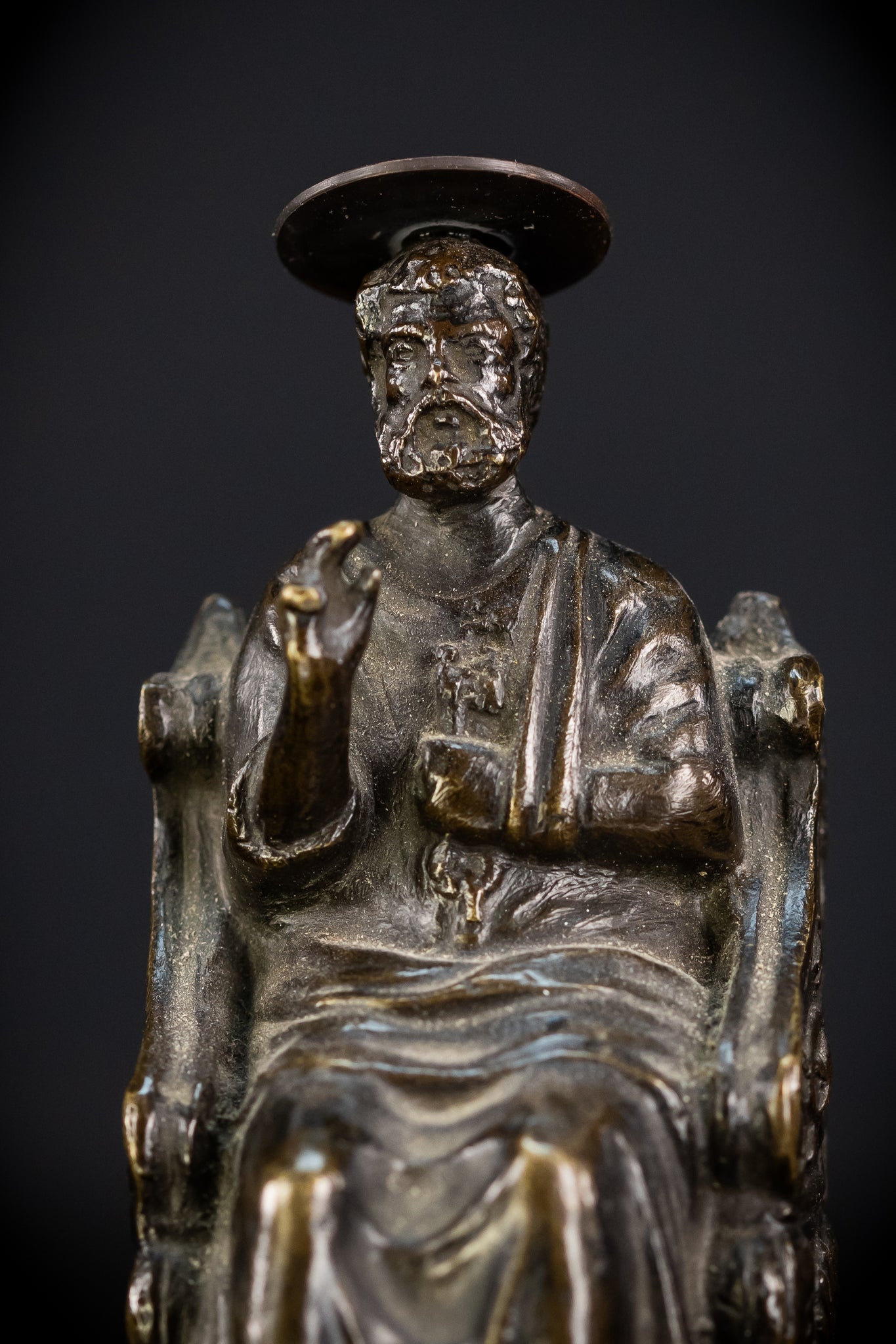 St Peter Bronze Statue | 1800s Antique | 5.5" / 14 cm