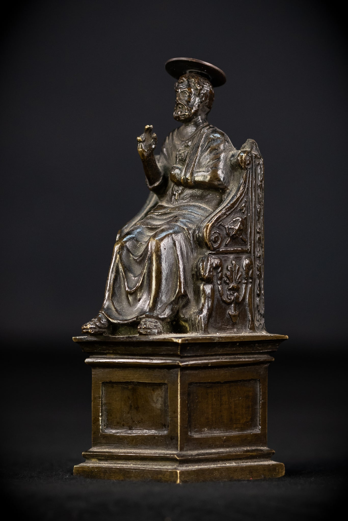 St Peter Bronze Statue | 1800s Antique | 5.5" / 14 cm