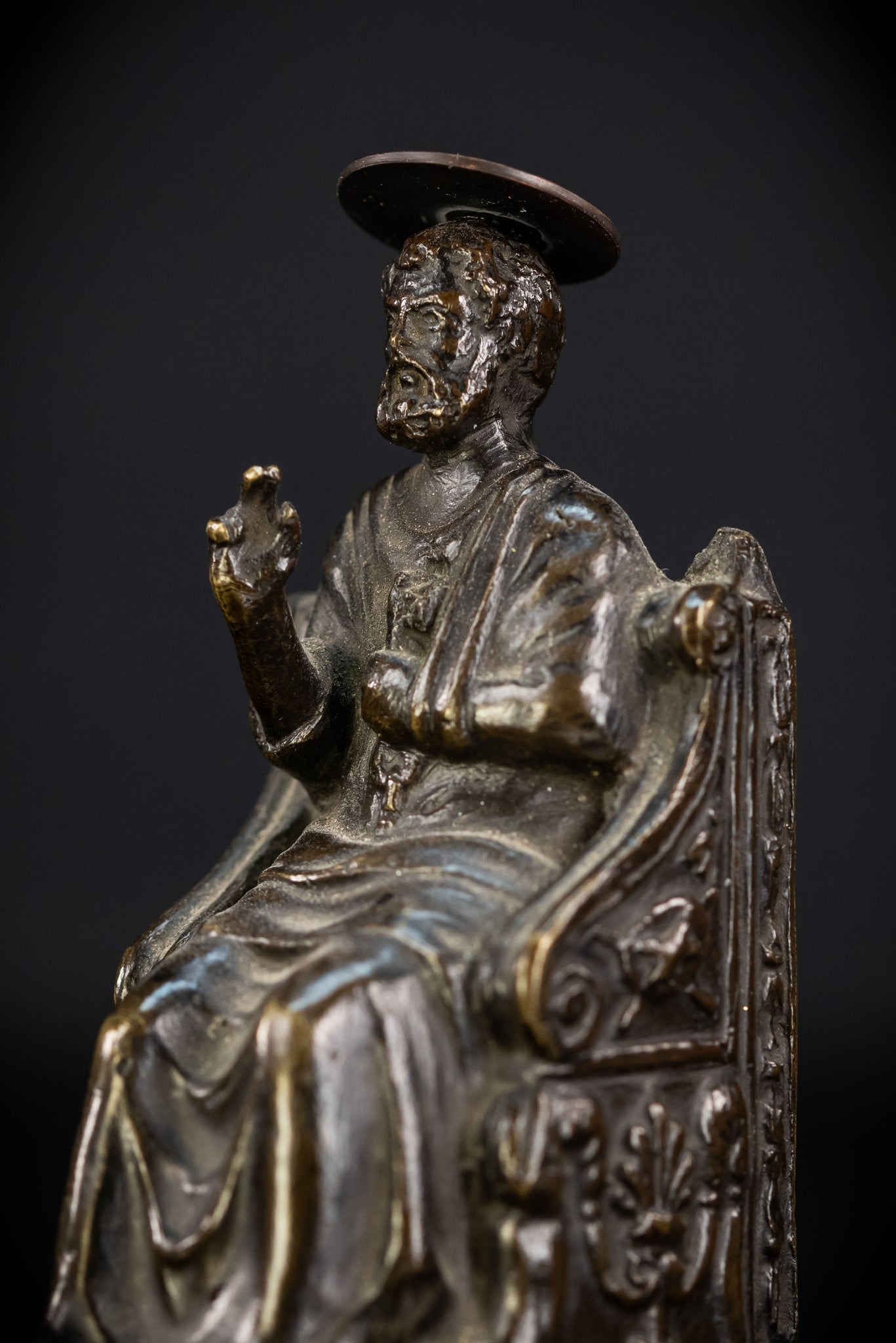 St Peter Bronze Statue | 1800s Antique | 5.5" / 14 cm