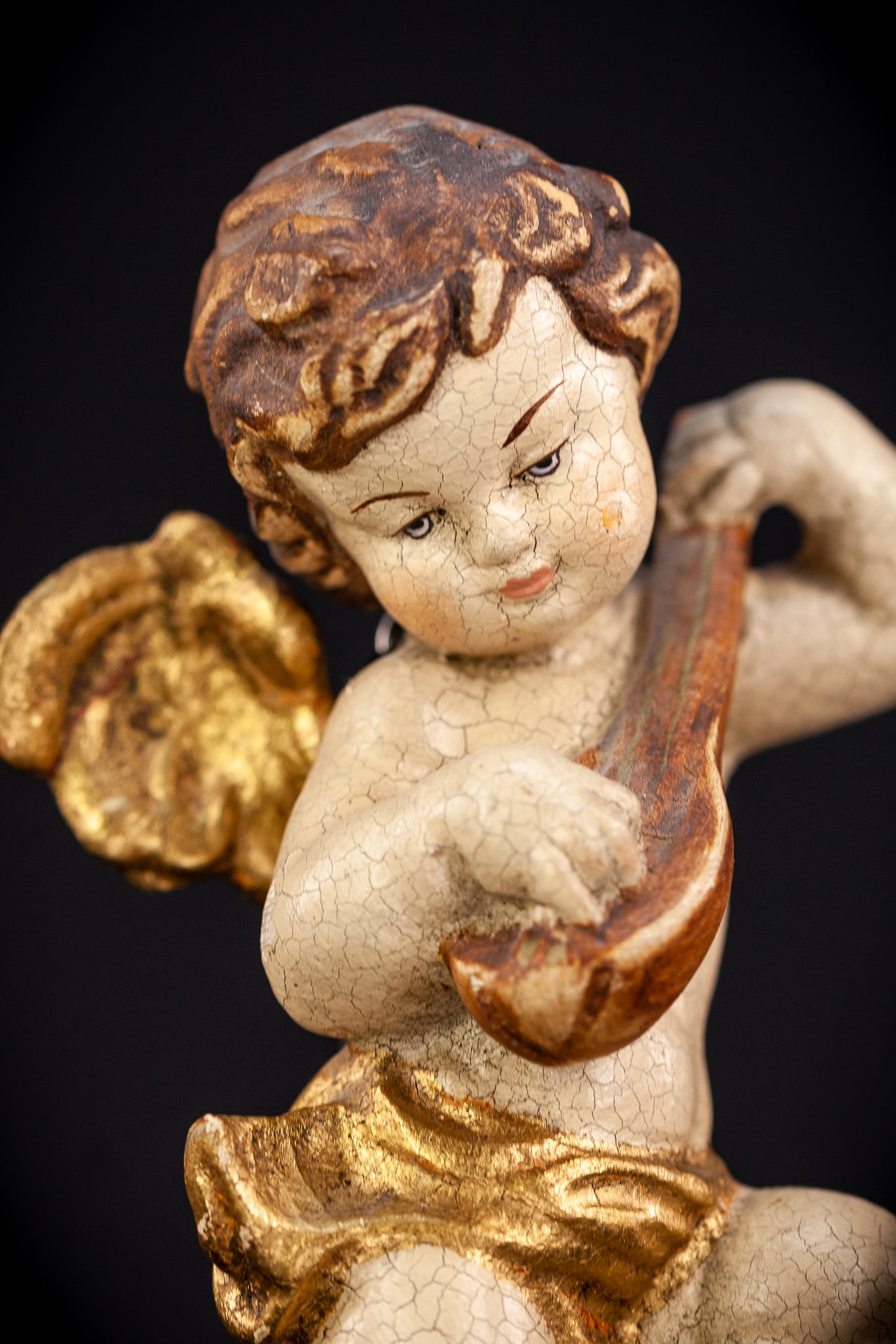 Wood Carving Angel Statue | Vintage 8.1" / 20.5 cm
