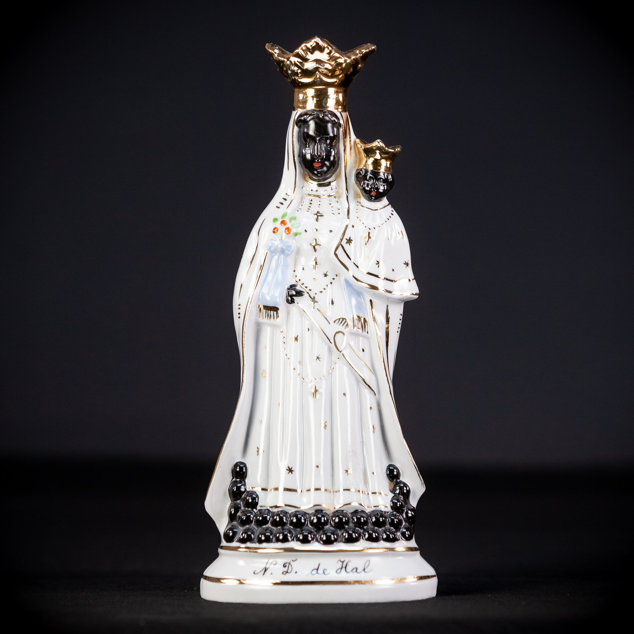 Black Madonna Porcelain Statue | Antique 9.4" / 24 cm