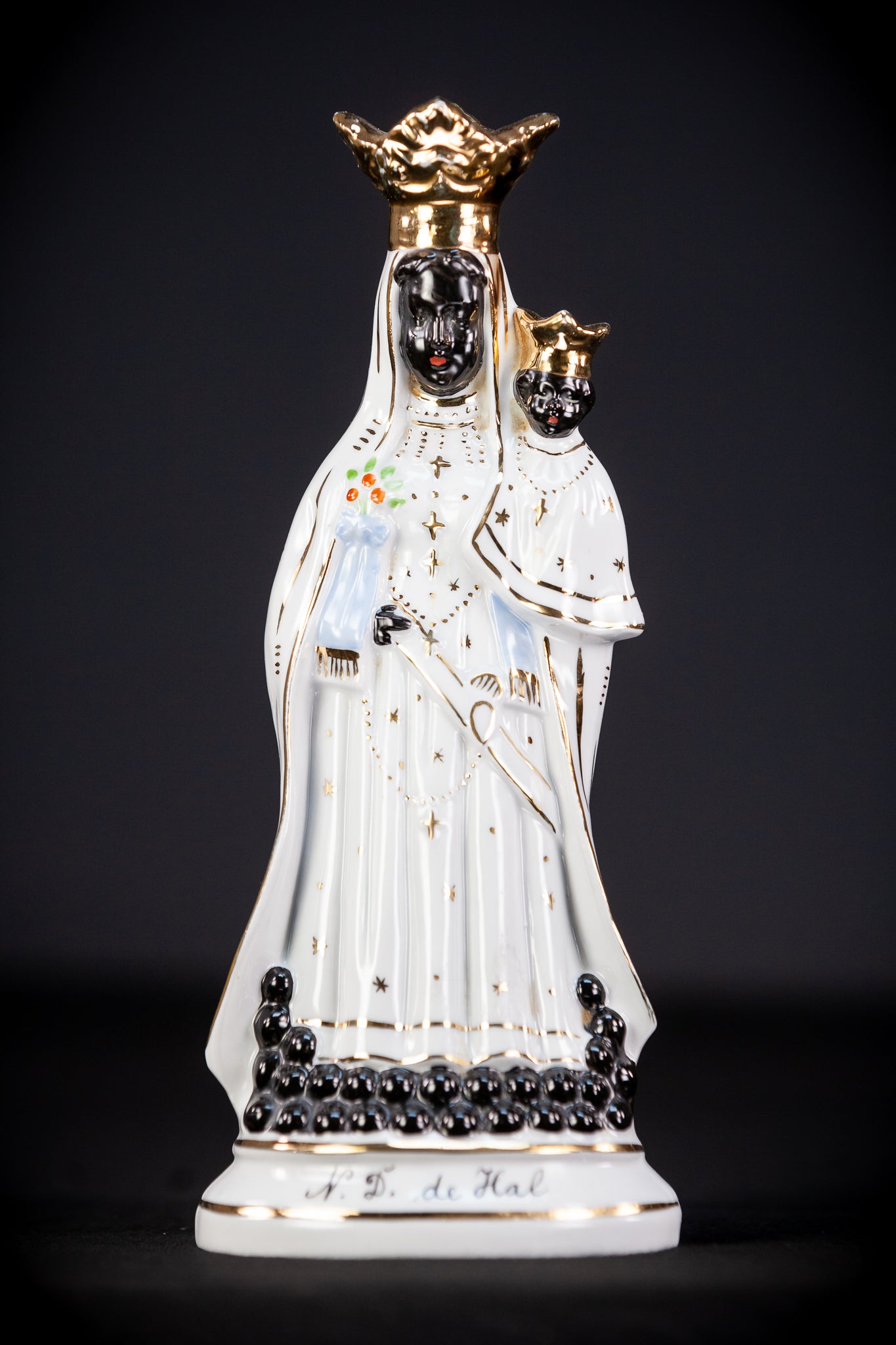 Black Madonna Porcelain Statue | Antique 9.4" / 24 cm