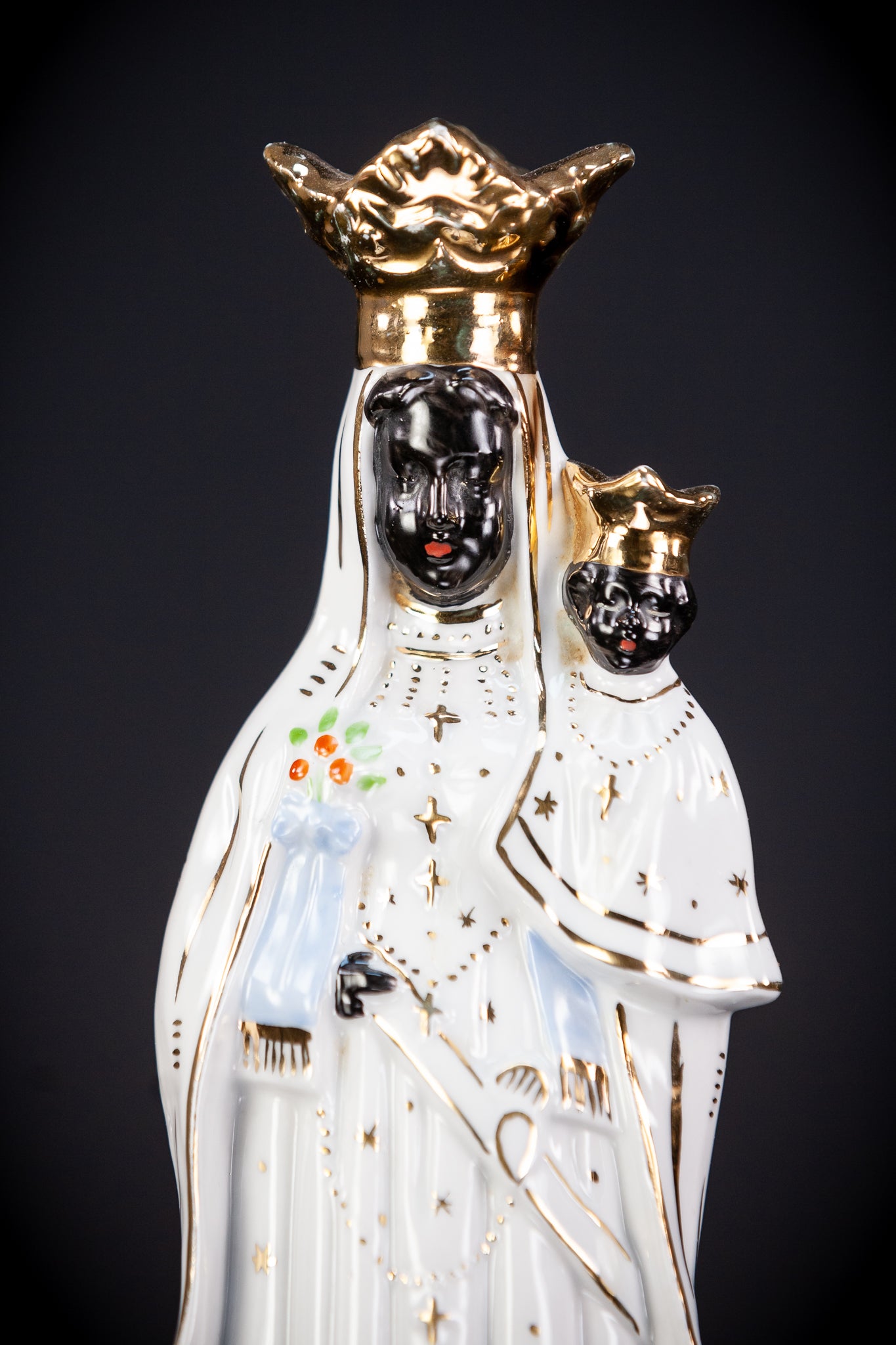 Black Madonna Porcelain Statue | Antique 9.4" / 24 cm
