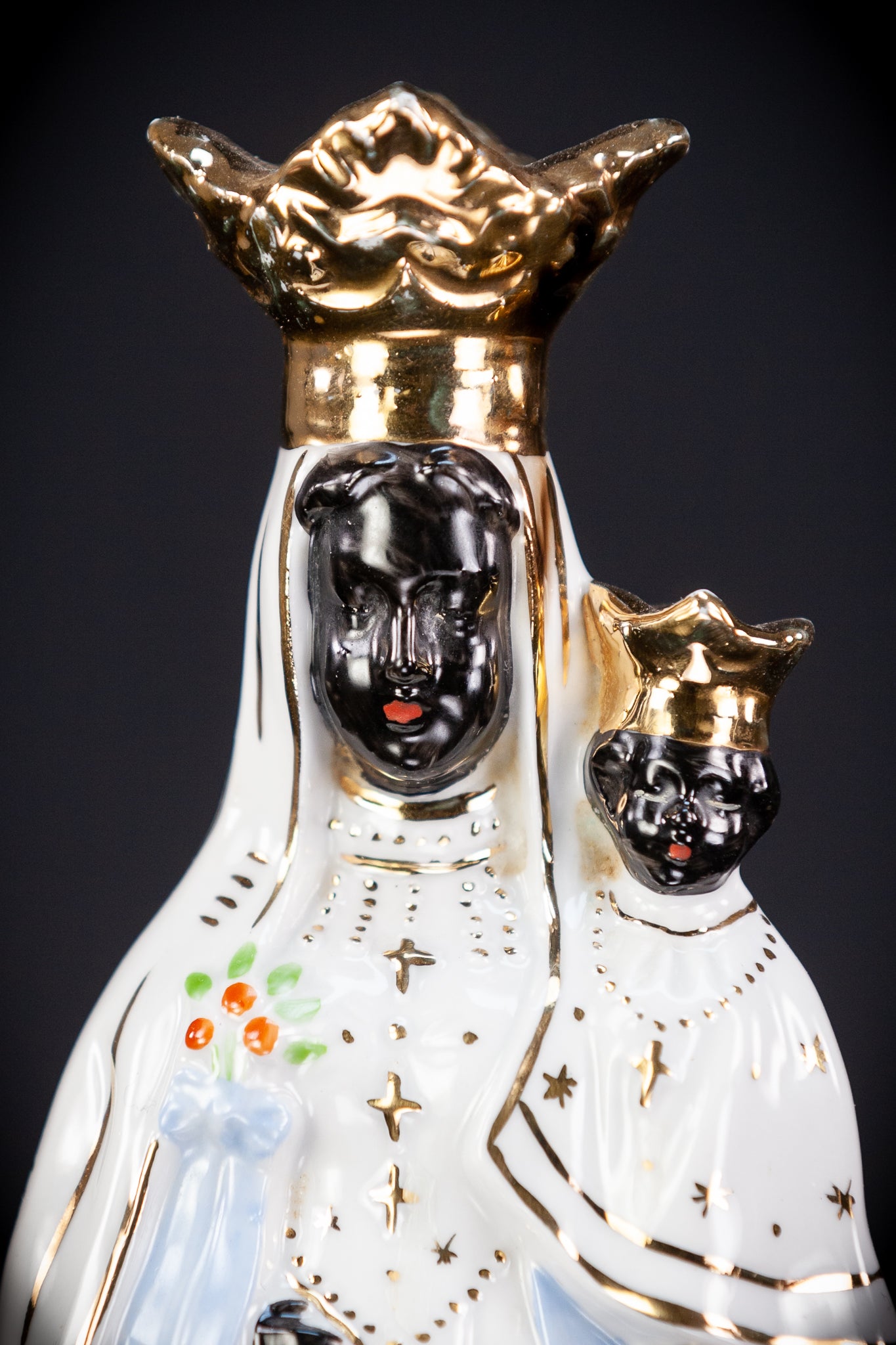 Black Madonna Porcelain Statue | Antique 9.4" / 24 cm