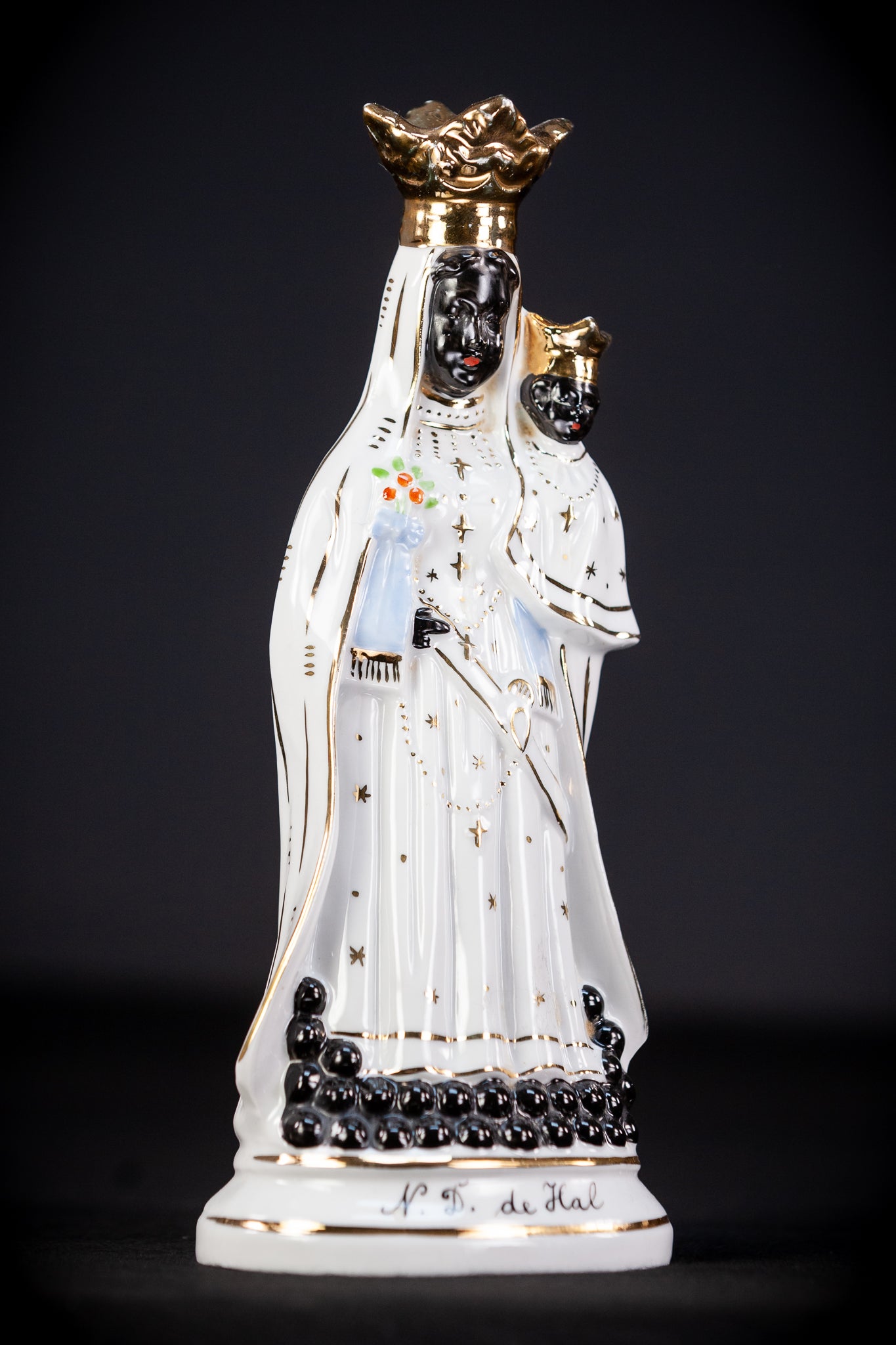 Black Madonna Porcelain Statue | Antique 9.4" / 24 cm