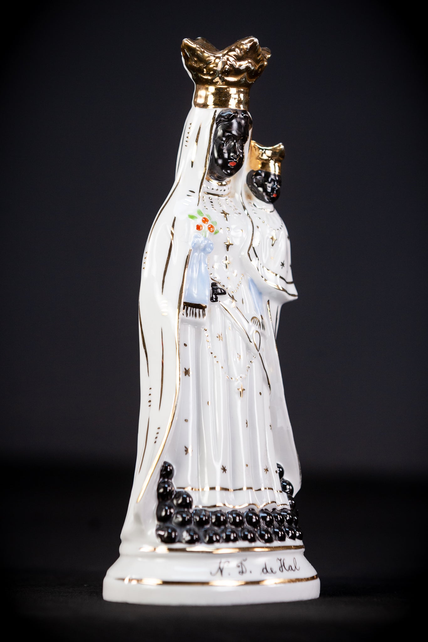 Black Madonna Porcelain Statue | Antique 9.4" / 24 cm