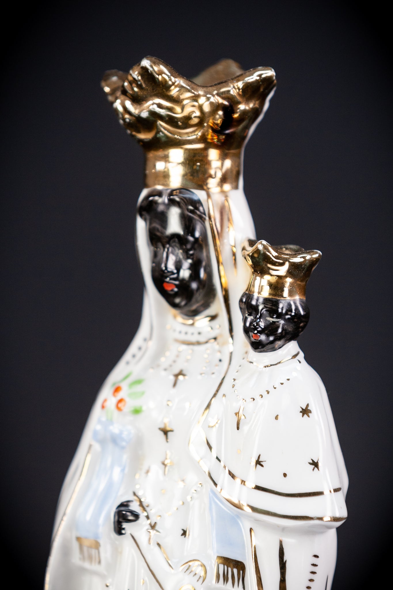 Black Madonna Porcelain Statue | Antique 9.4" / 24 cm