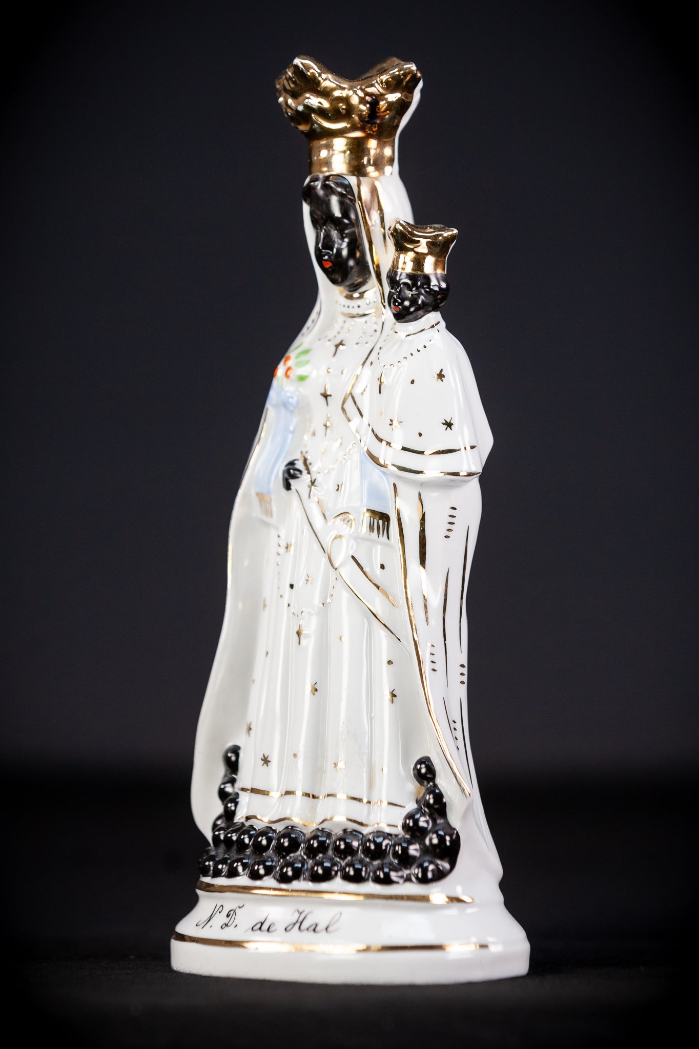 Black Madonna Porcelain Statue | Antique 9.4" / 24 cm