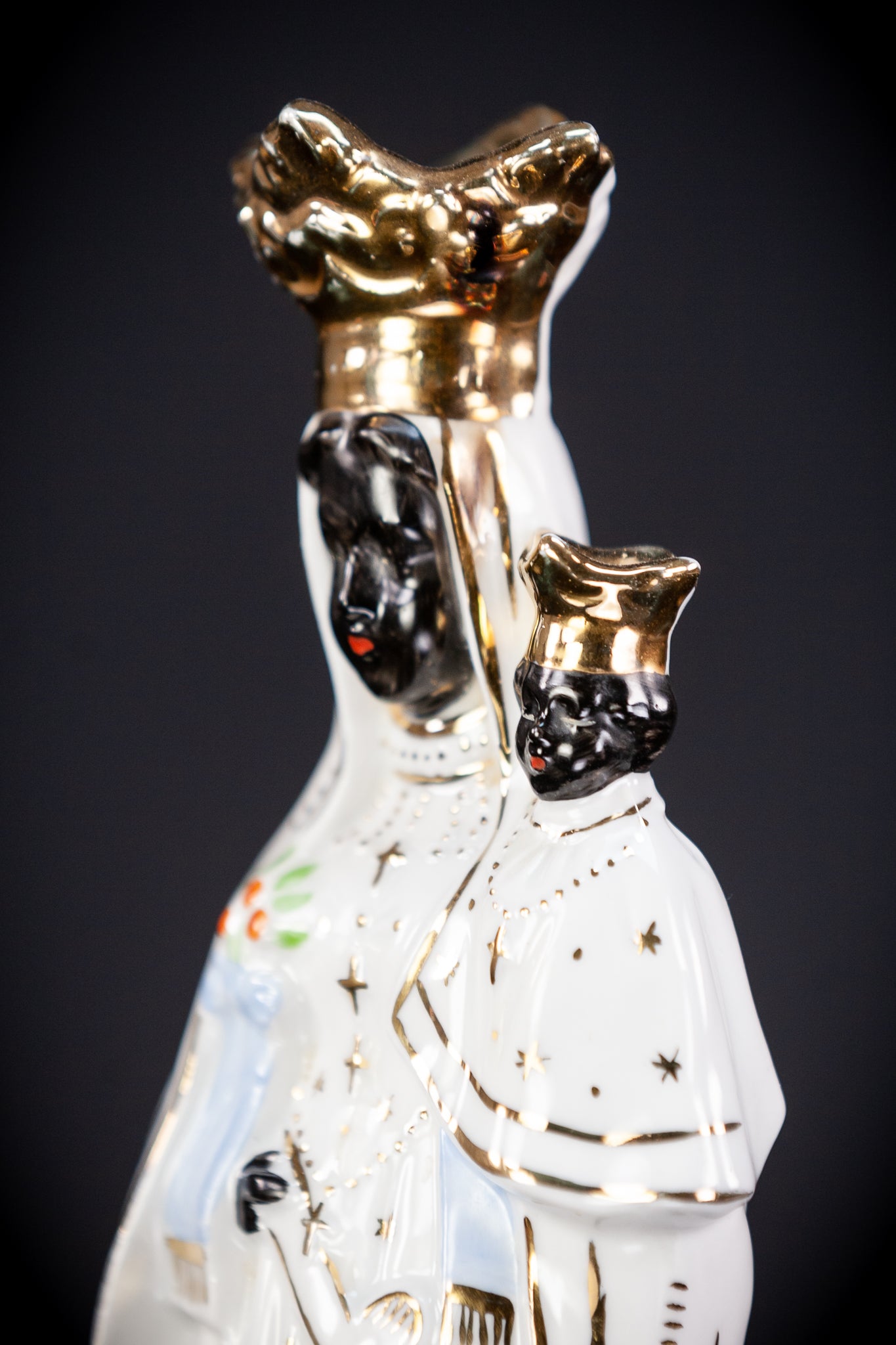 Black Madonna Porcelain Statue | Antique 9.4" / 24 cm