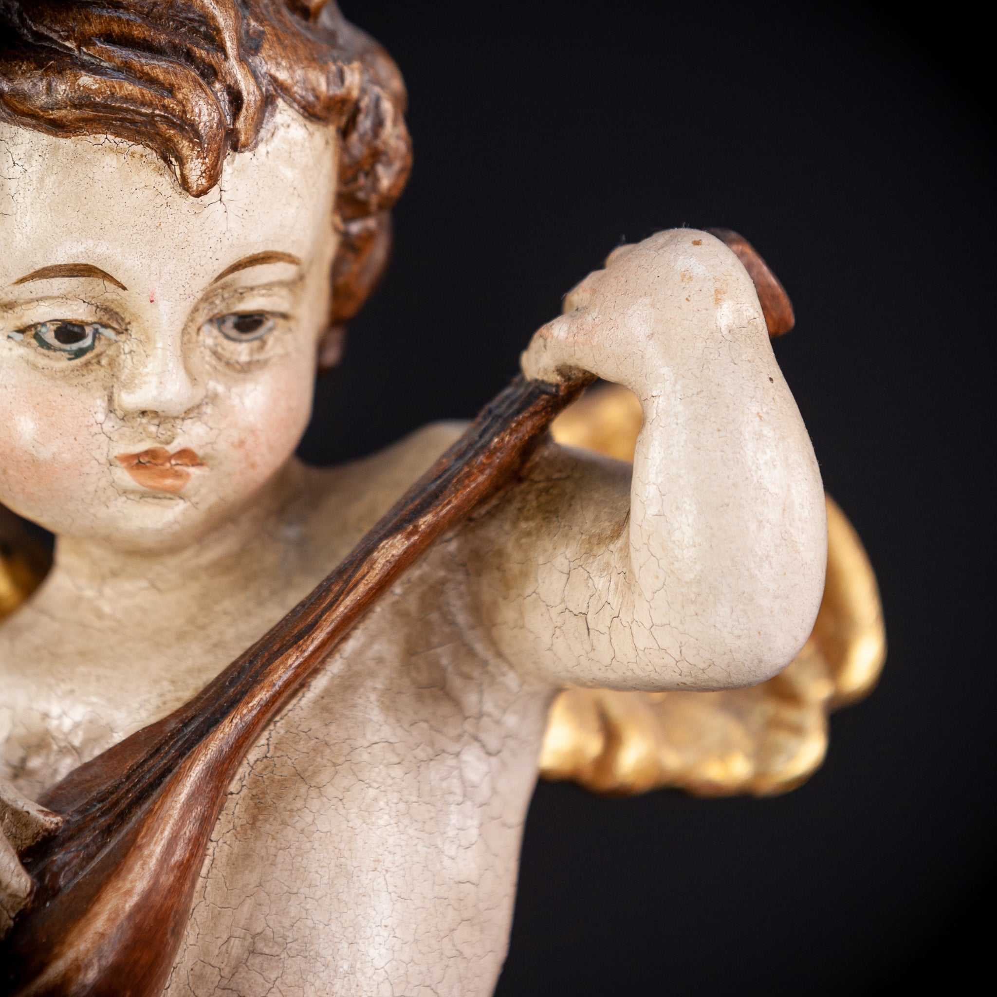 Wood Carving Angel Statue | Vintage 11.8" / 30 cm