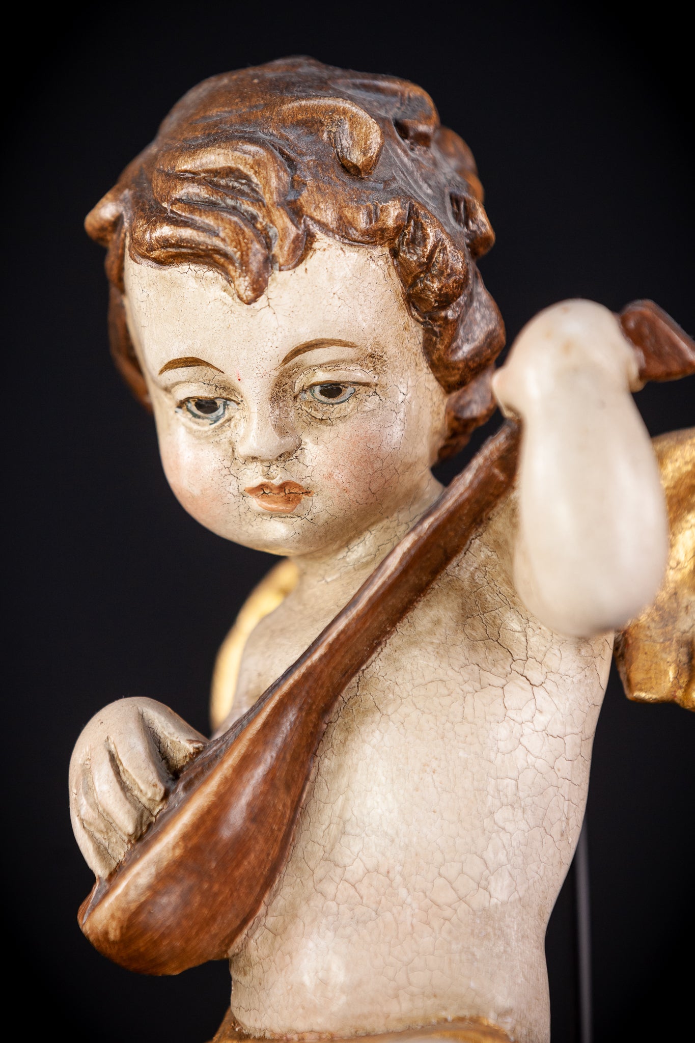 Wood Carving Angel Statue | Vintage 11.8" / 30 cm