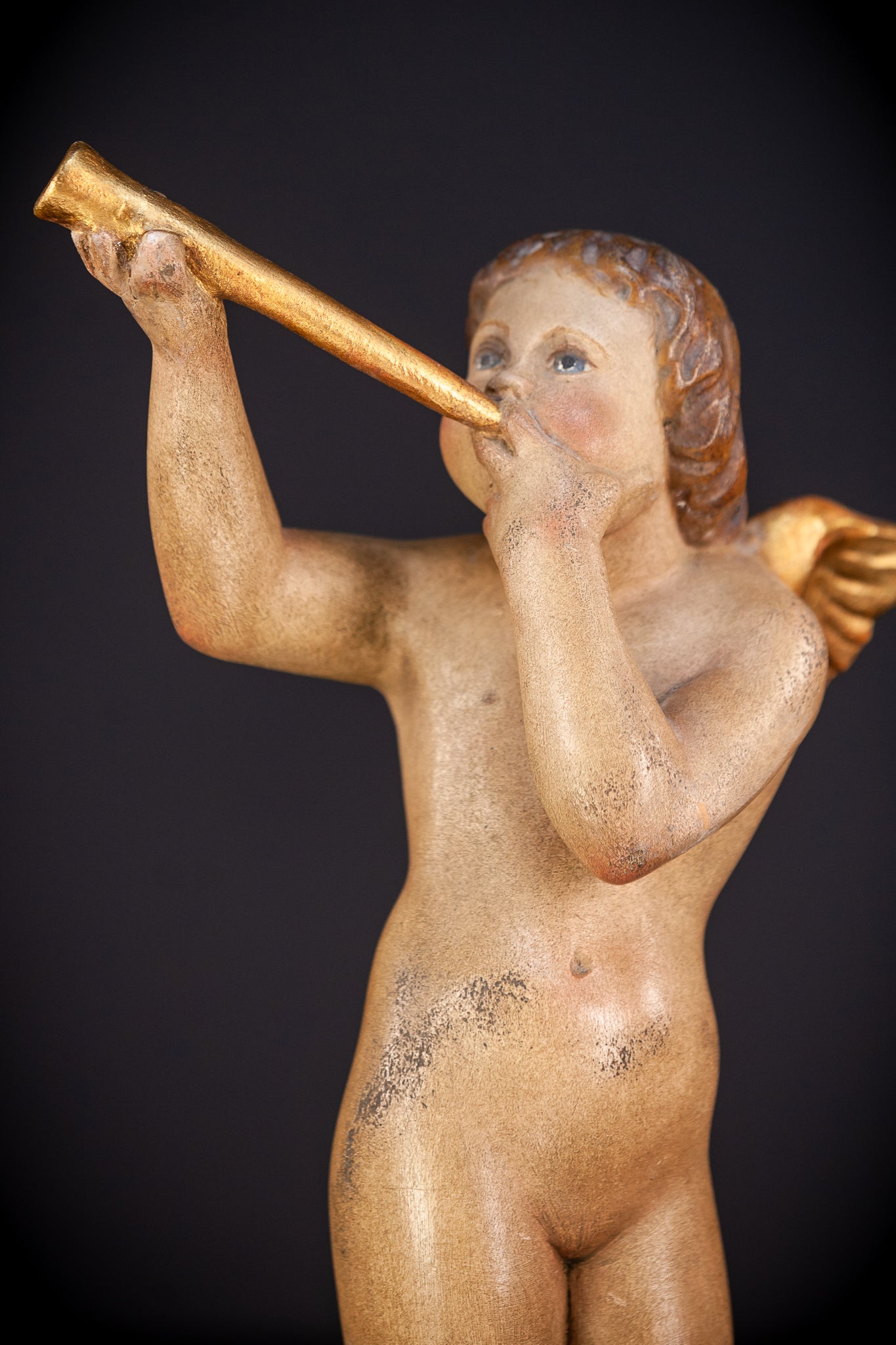 Angel Wood Carving Figure | Vintage | 16.1" / 41 cm