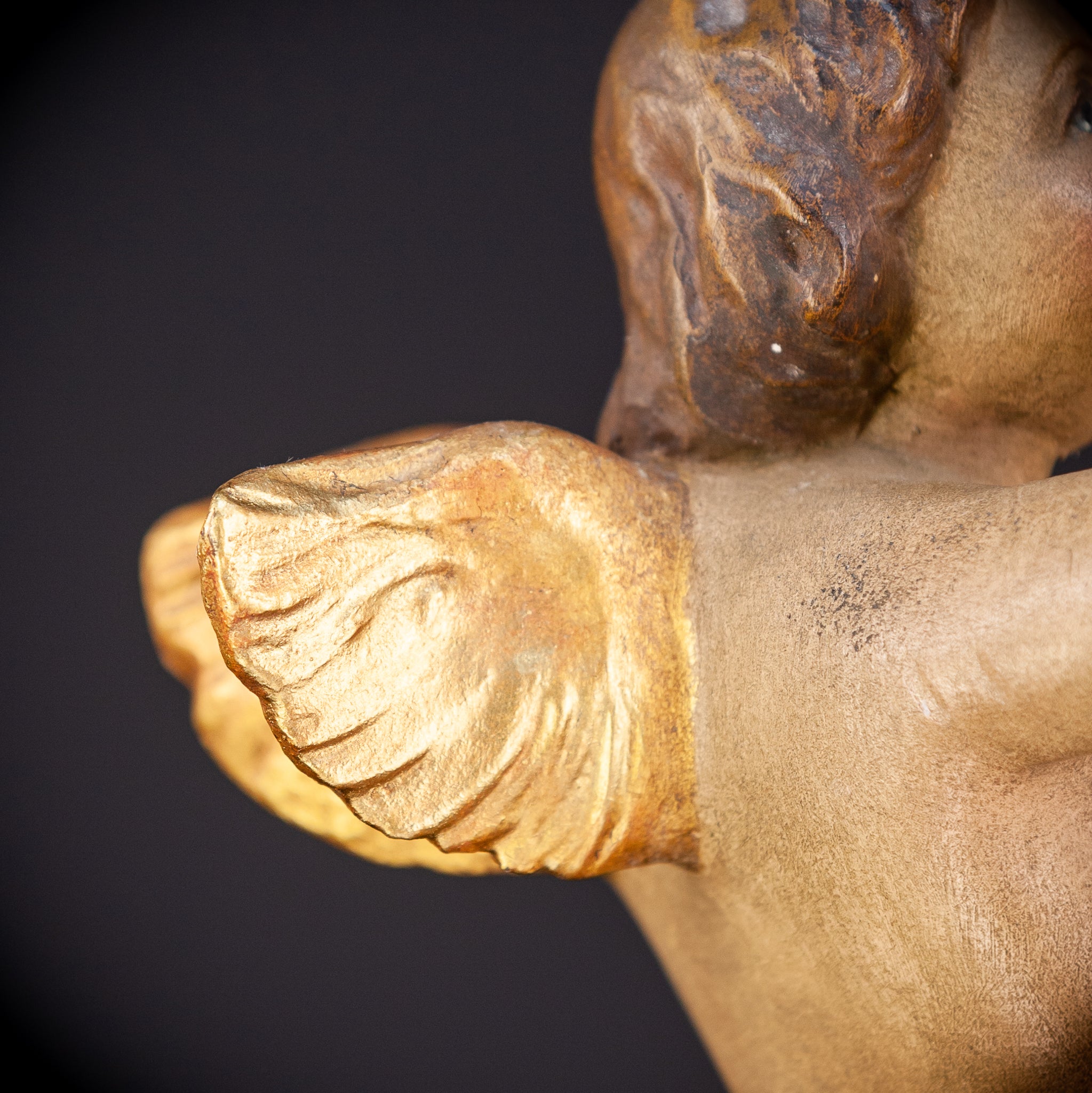 Angel Wood Carving Figure | Vintage | 16.1" / 41 cm