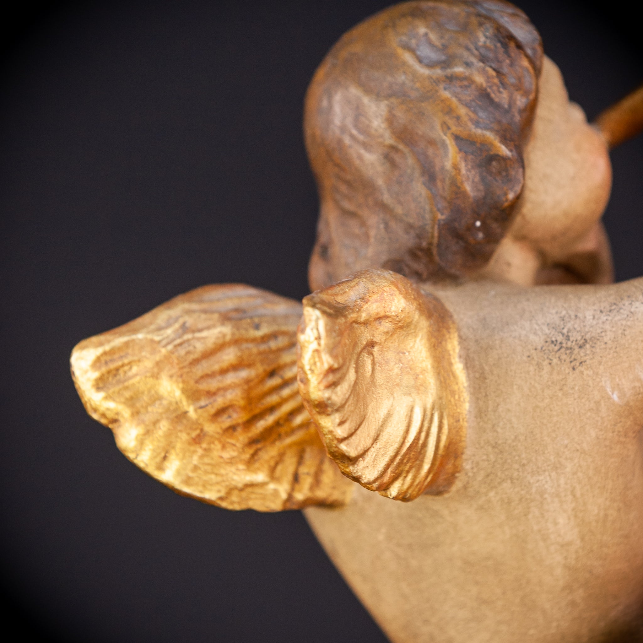 Angel Wood Carving Figure | Vintage | 16.1" / 41 cm