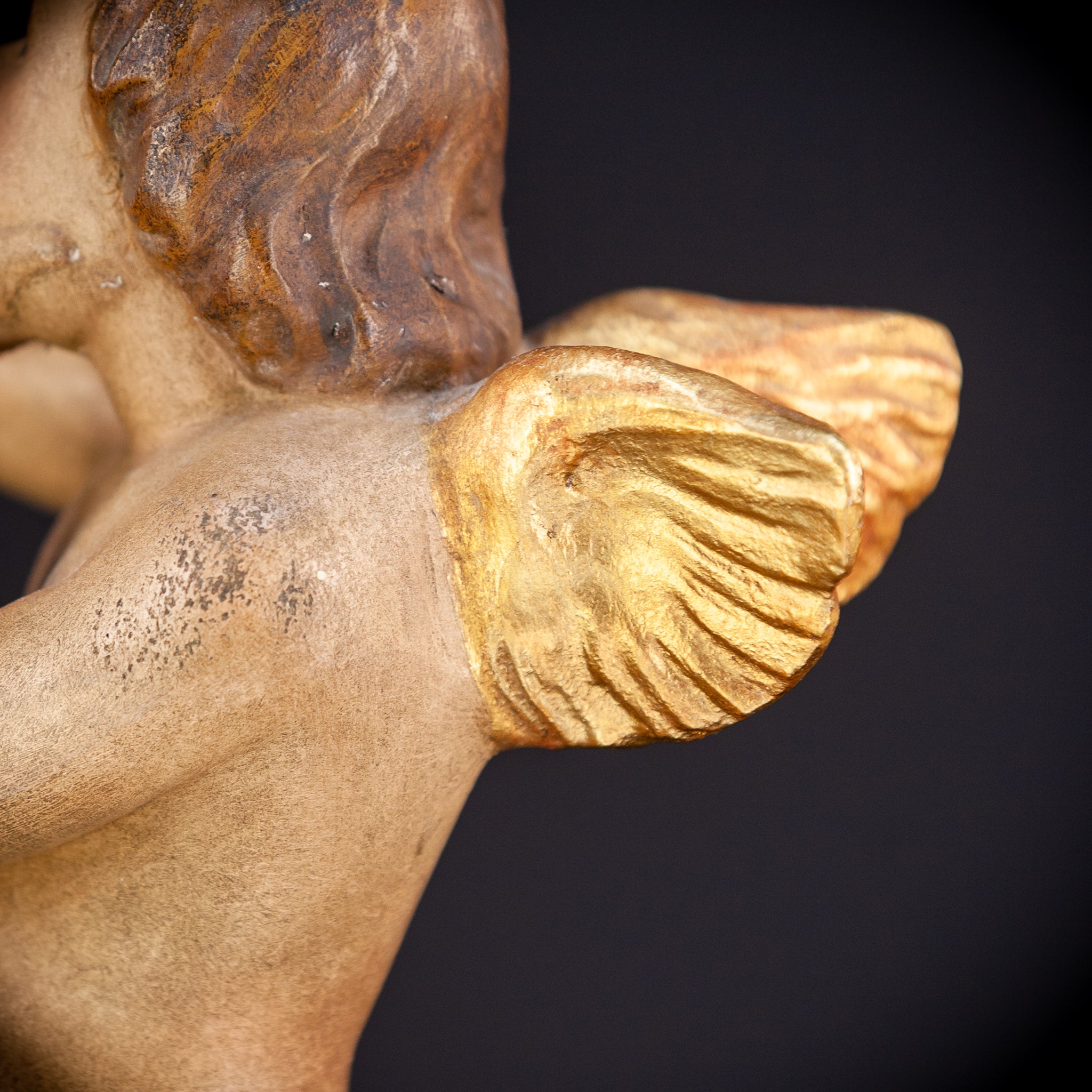 Angel Wood Carving Figure | Vintage | 16.1" / 41 cm