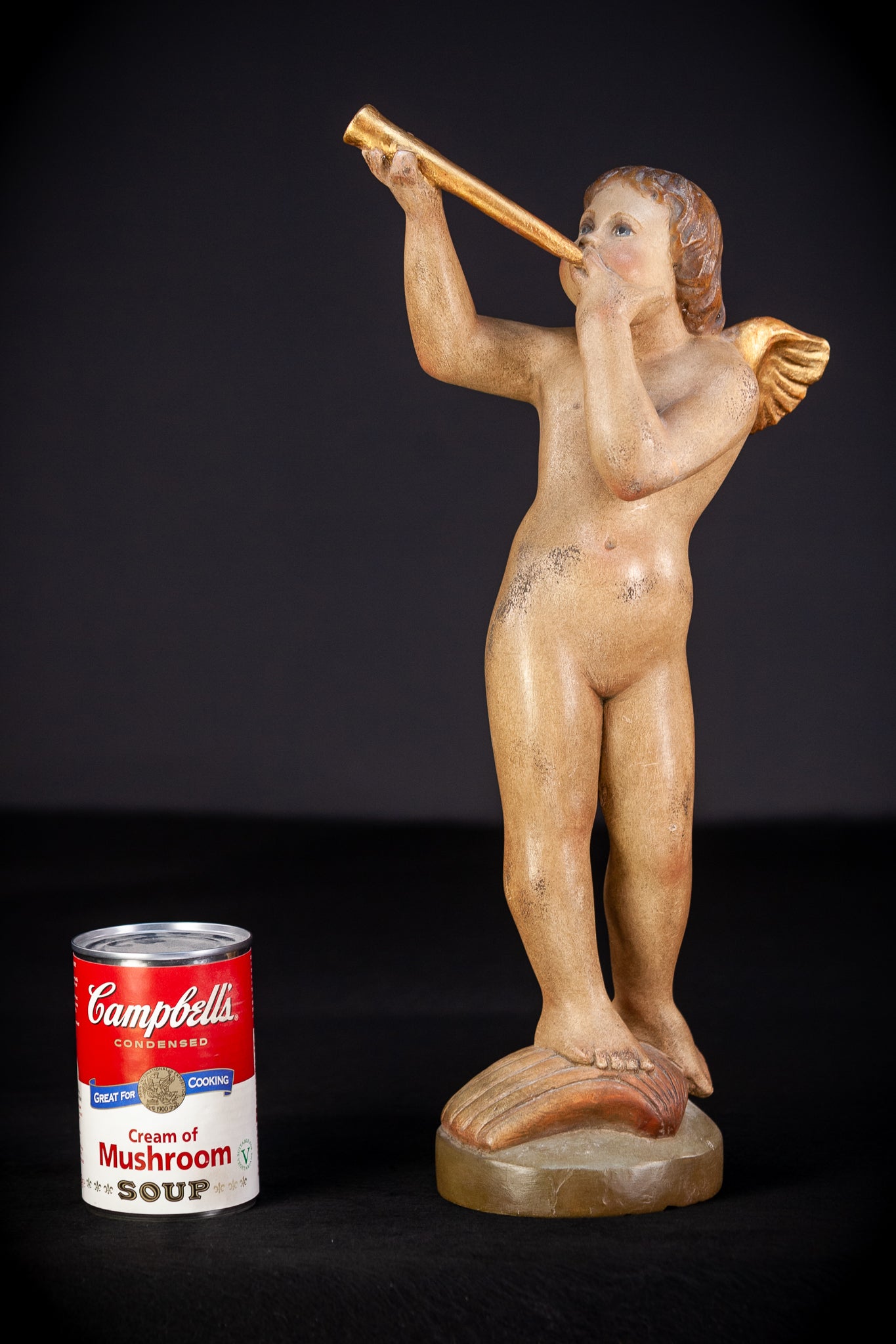 Angel Wood Carving Figure | Vintage | 16.1" / 41 cm