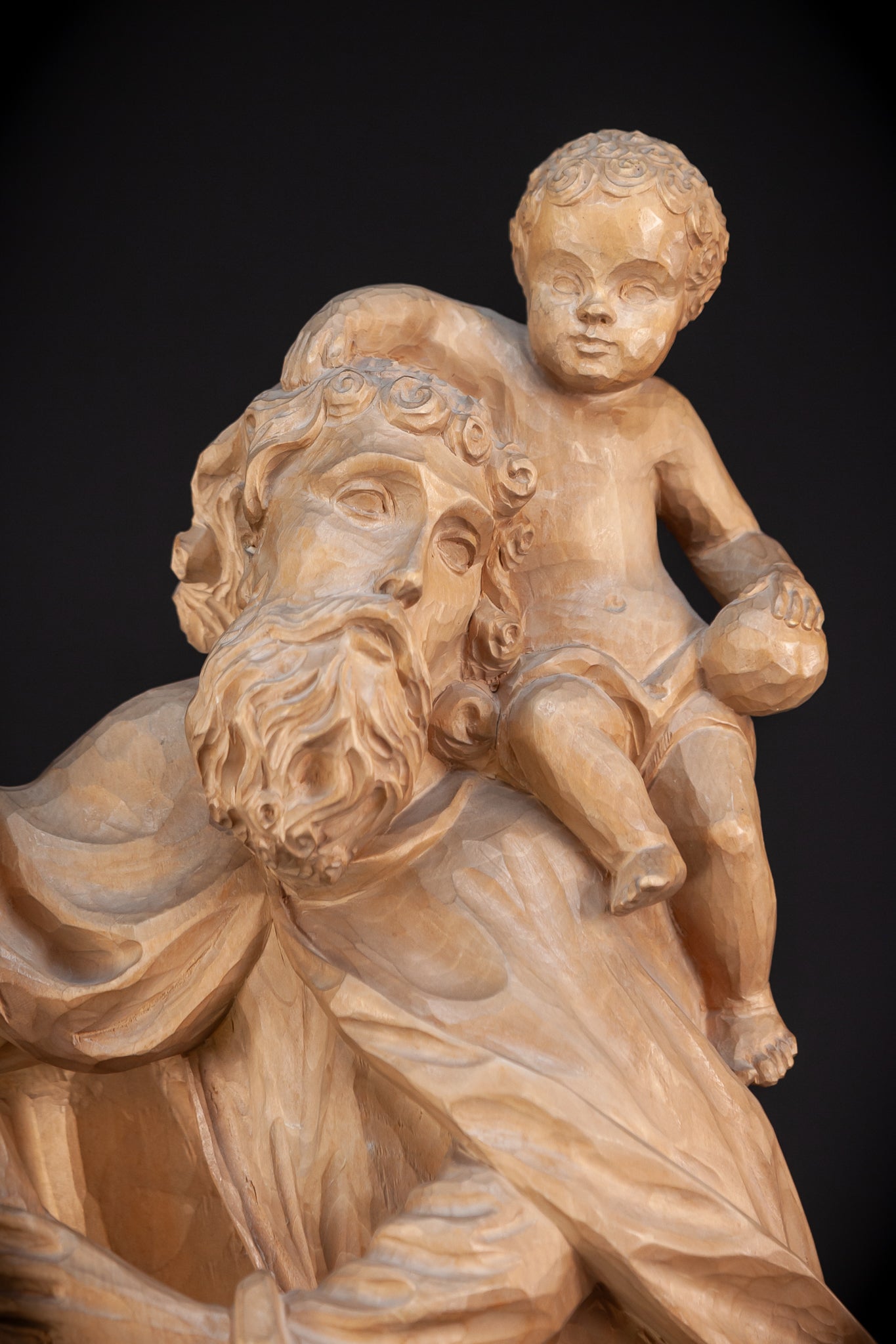 St Christopher Wooden Statue 26.6" / 67.5 cm