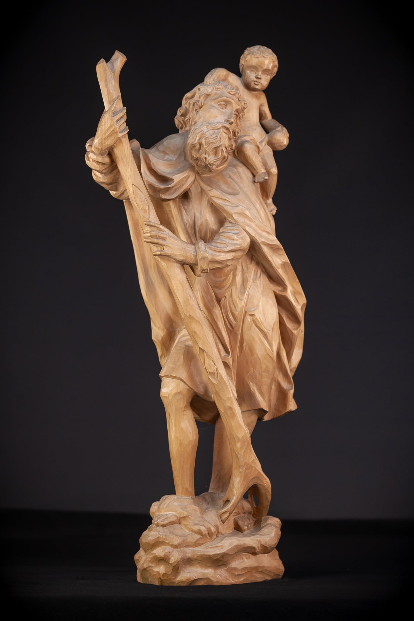 St Christopher Wooden Statue 26.6" / 67.5 cm
