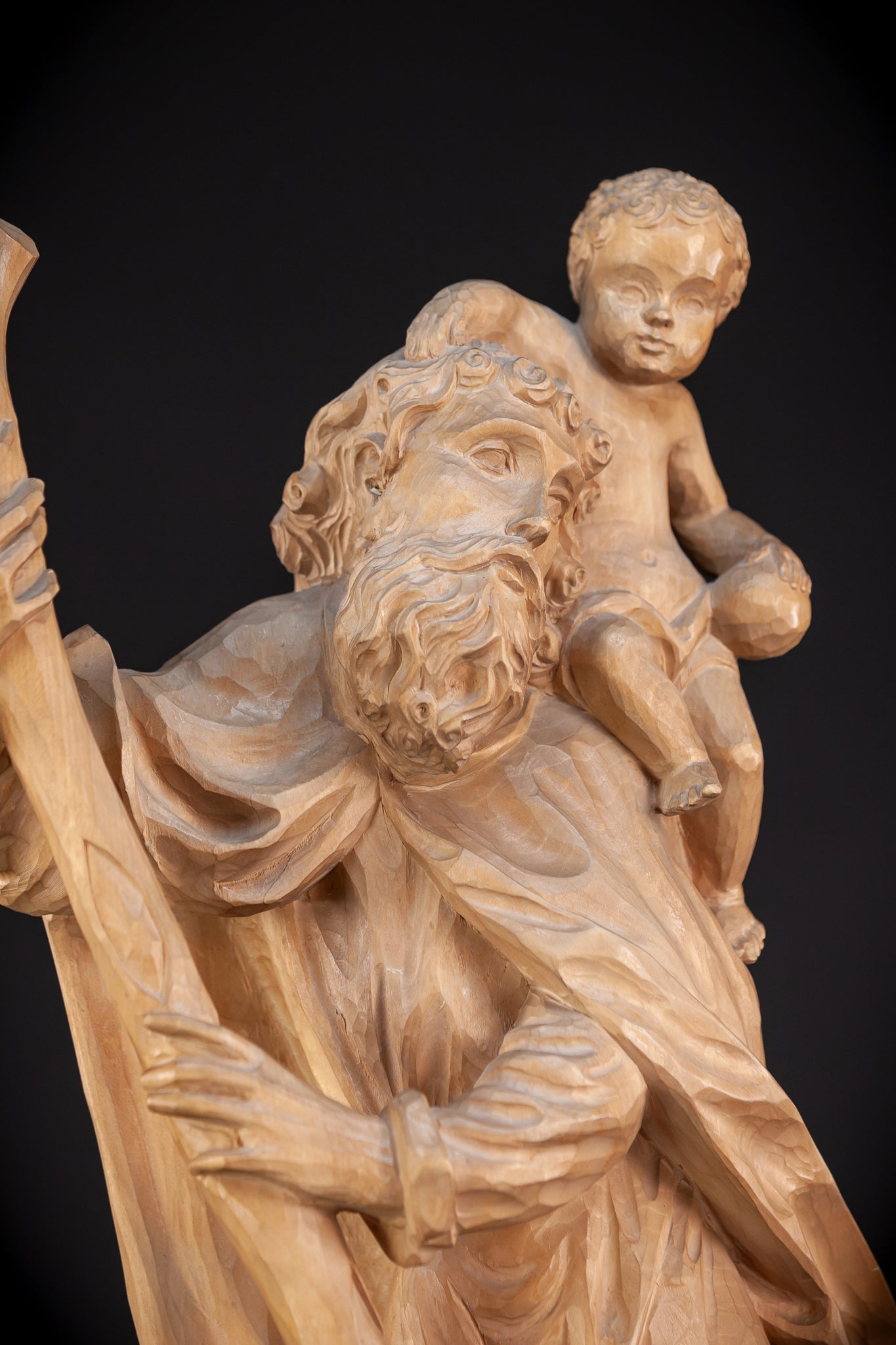 St Christopher Wooden Statue 26.6" / 67.5 cm