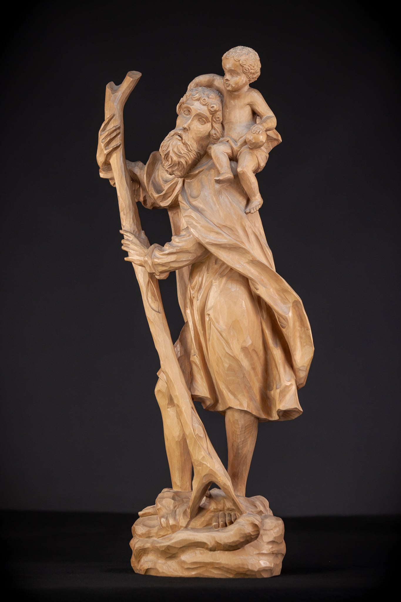 St Christopher Wooden Statue 26.6" / 67.5 cm