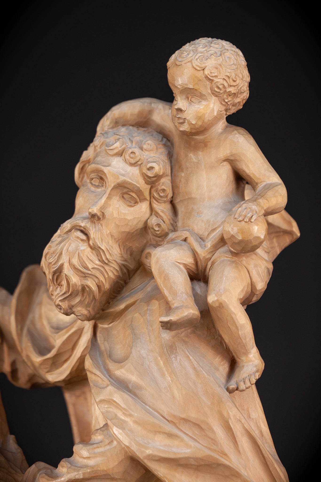 St Christopher Wooden Statue 26.6" / 67.5 cm
