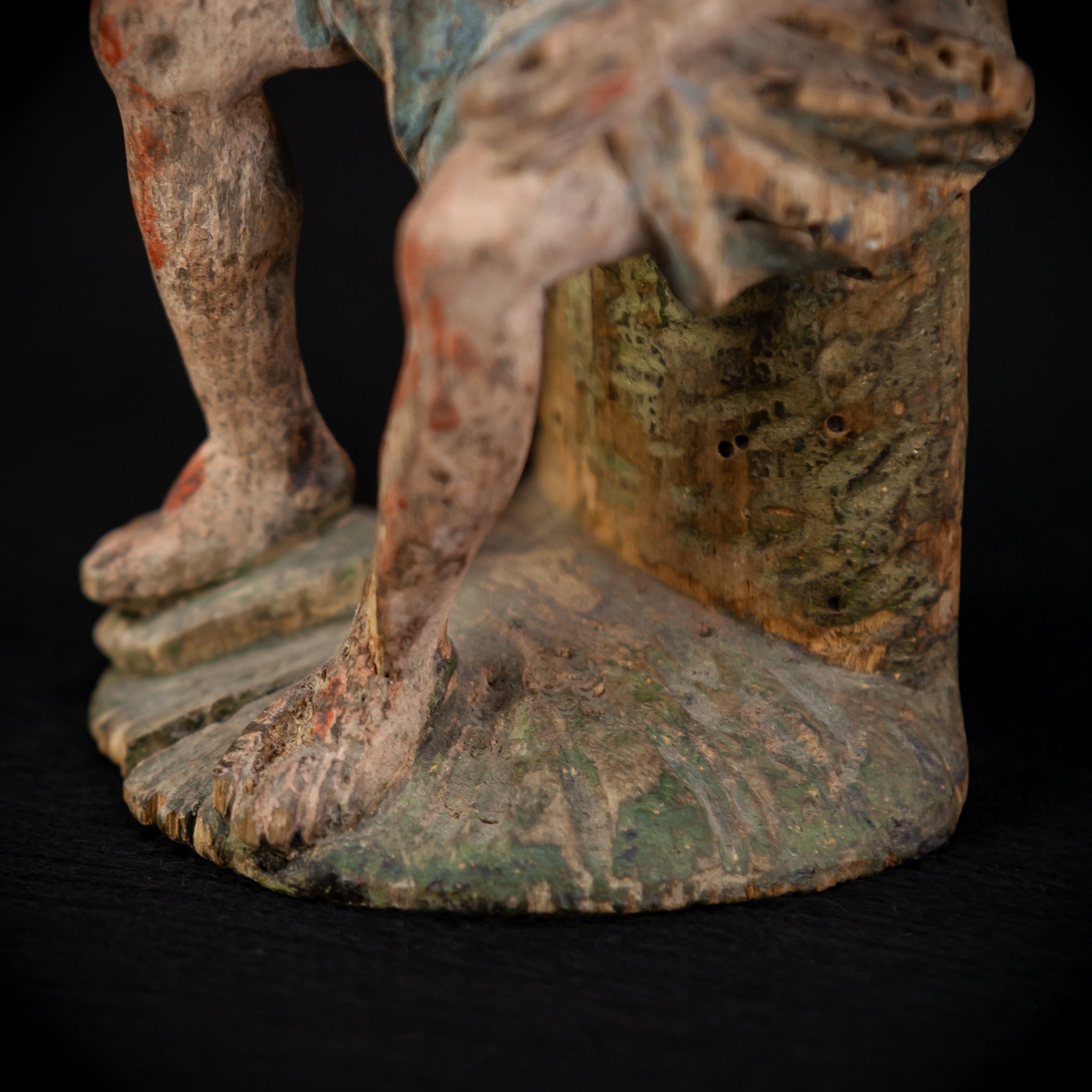 Pensive Christ Wooden Sculpture | 1700s Antique | 7.3" / 18.5 cm