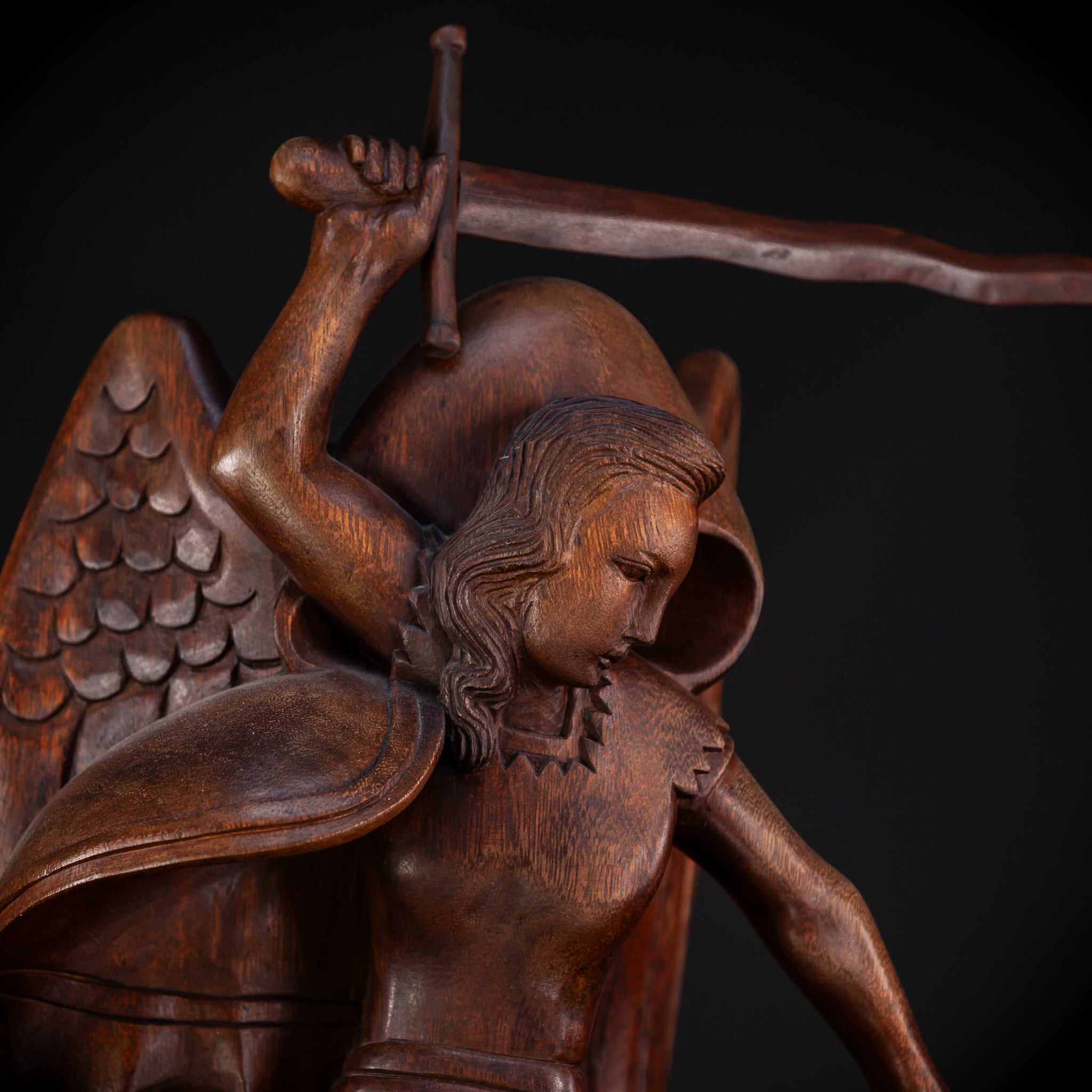 St Michael The Archangel 19th C.Wooden Sculpture | 26"