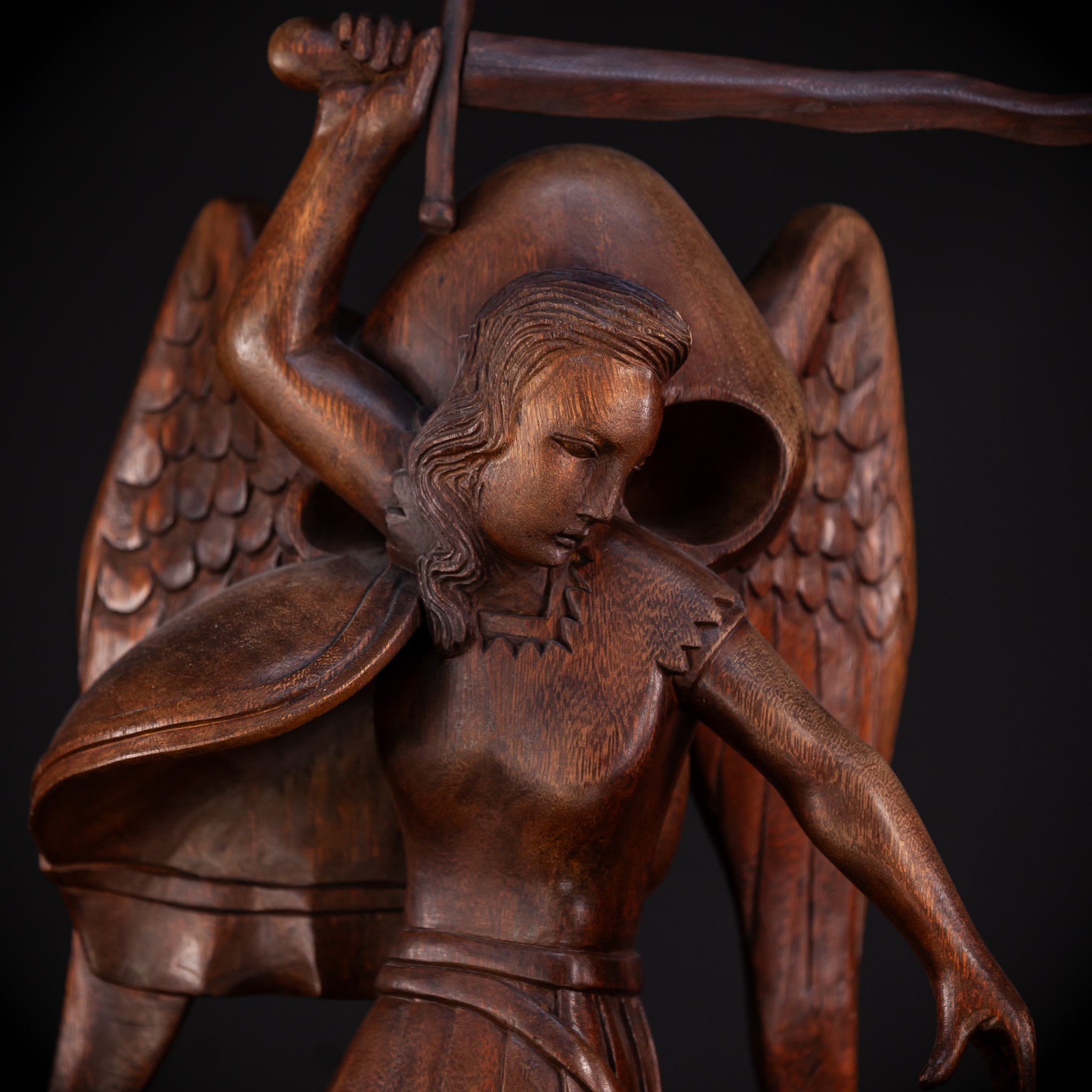 St Michael The Archangel 19th C.Wooden Sculpture | 26"