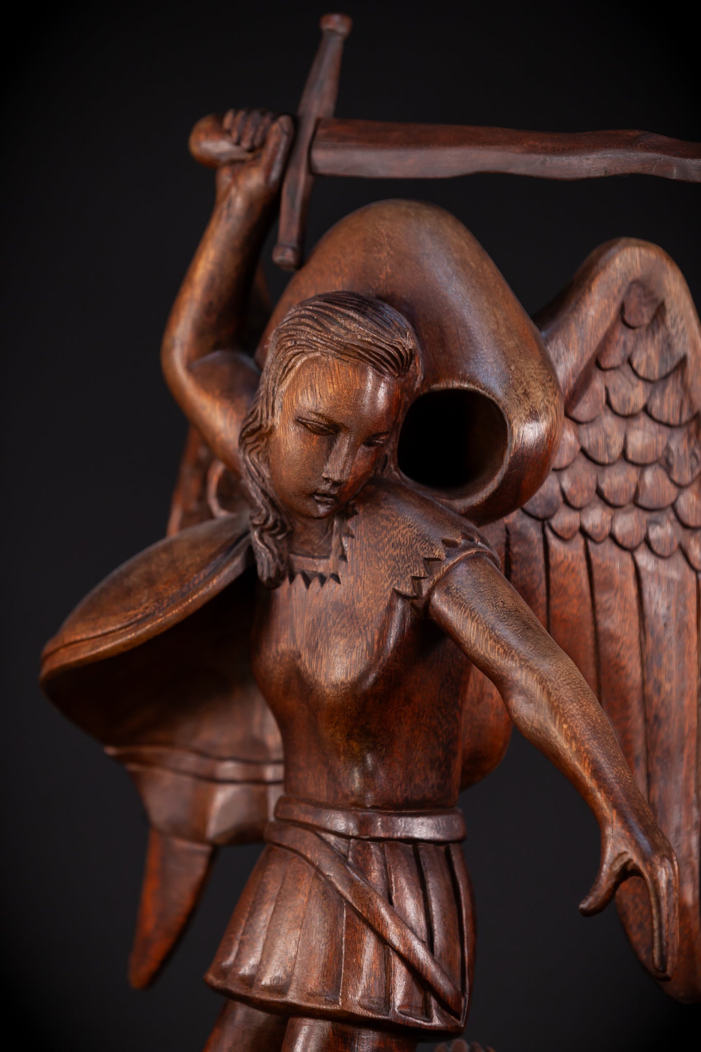 St Michael The Archangel 19th C.Wooden Sculpture | 26"