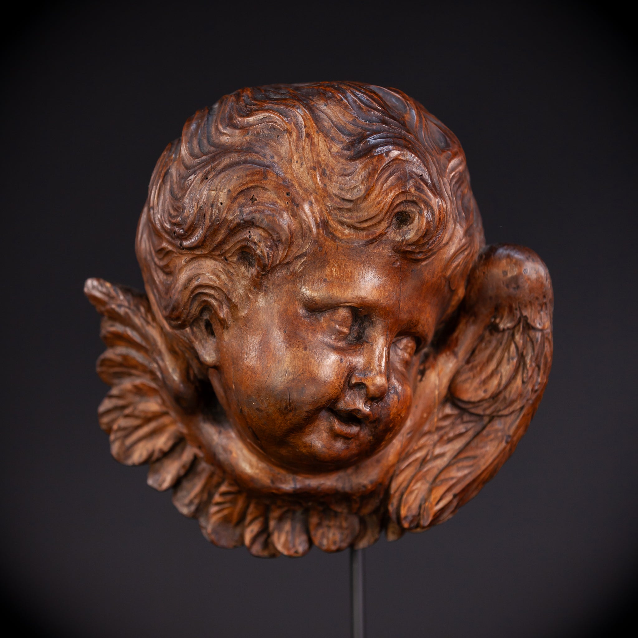 Angel Wood Carving | 1800s Antique | 8.7" / 22 cm